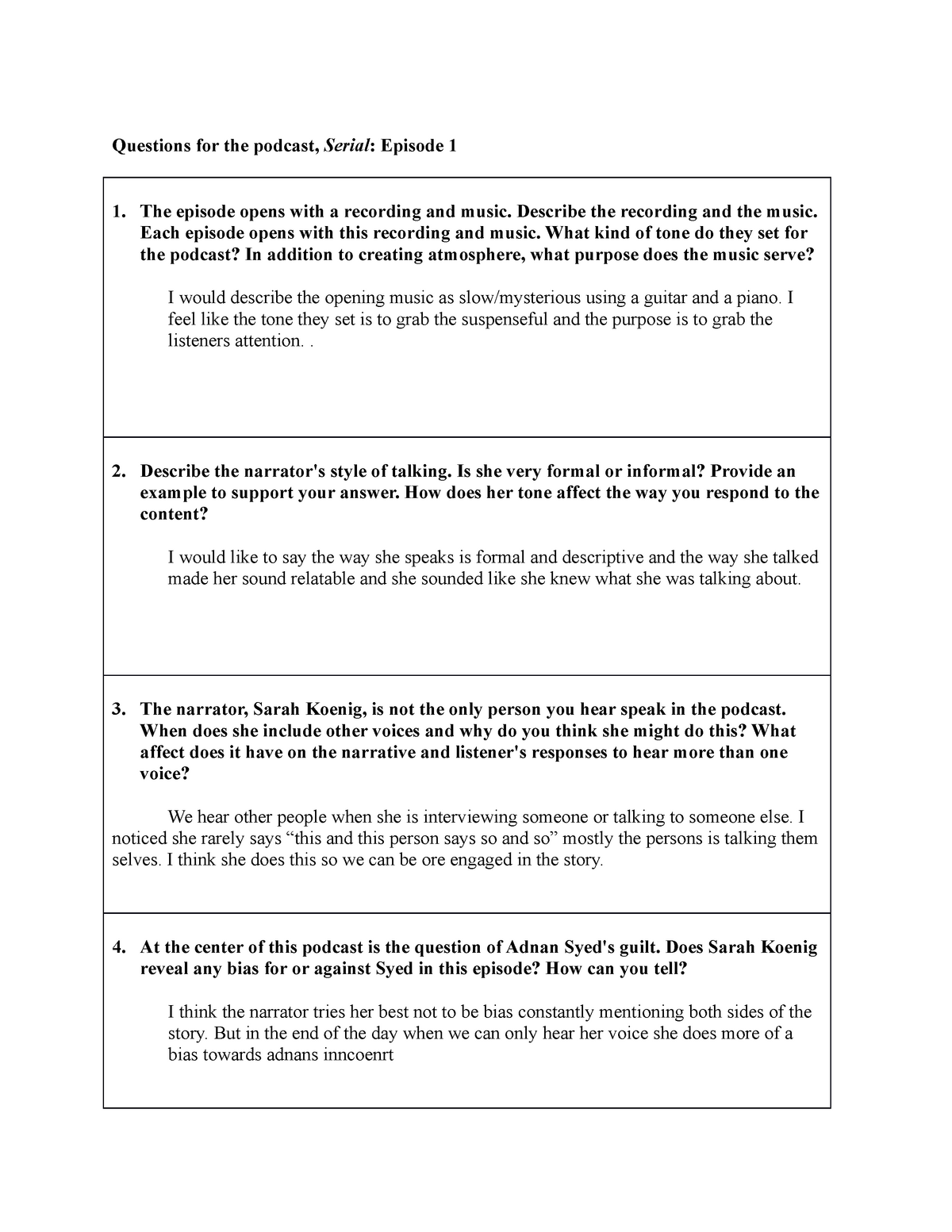 serial podcast worksheets ep 6