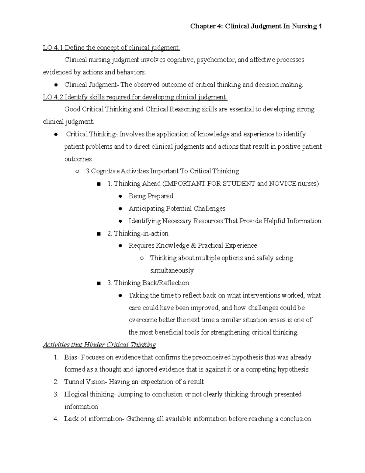 Chapter 4 Learning Outcomes - LO 4 Define the concept of clinical ...
