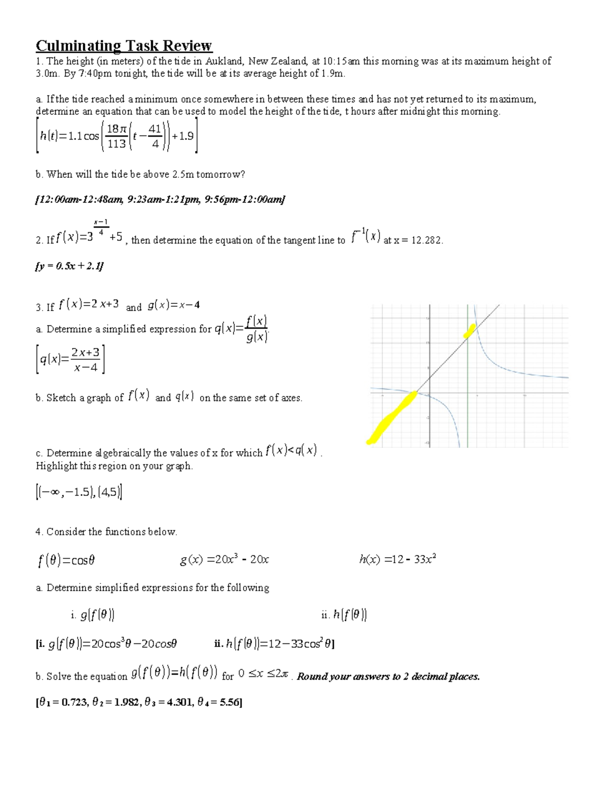 Culminating Task Review '23 - Culminating Task Review 1. The height (in ...