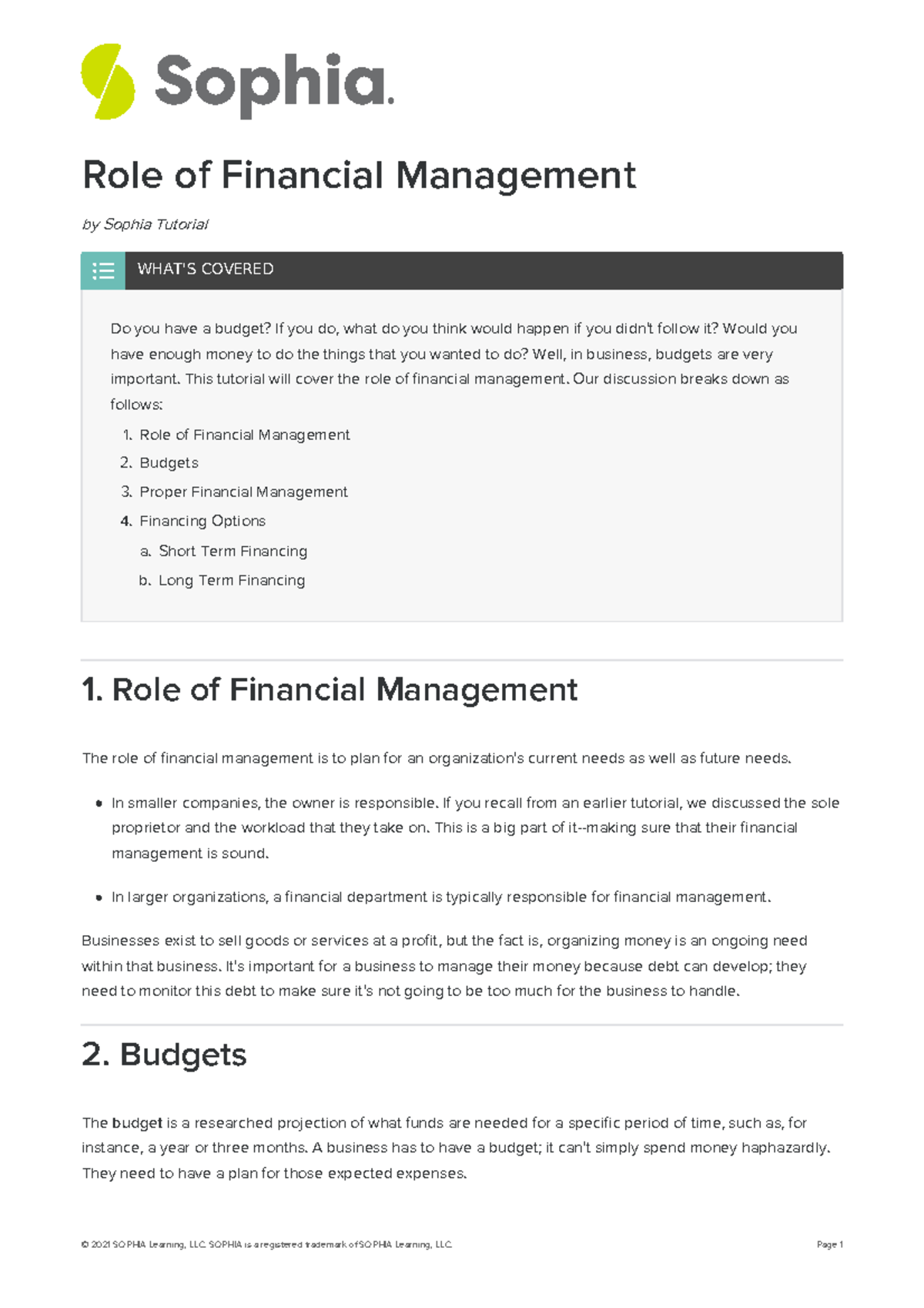Role of financial management 4 - Role of Financial Management by Sophia ...
