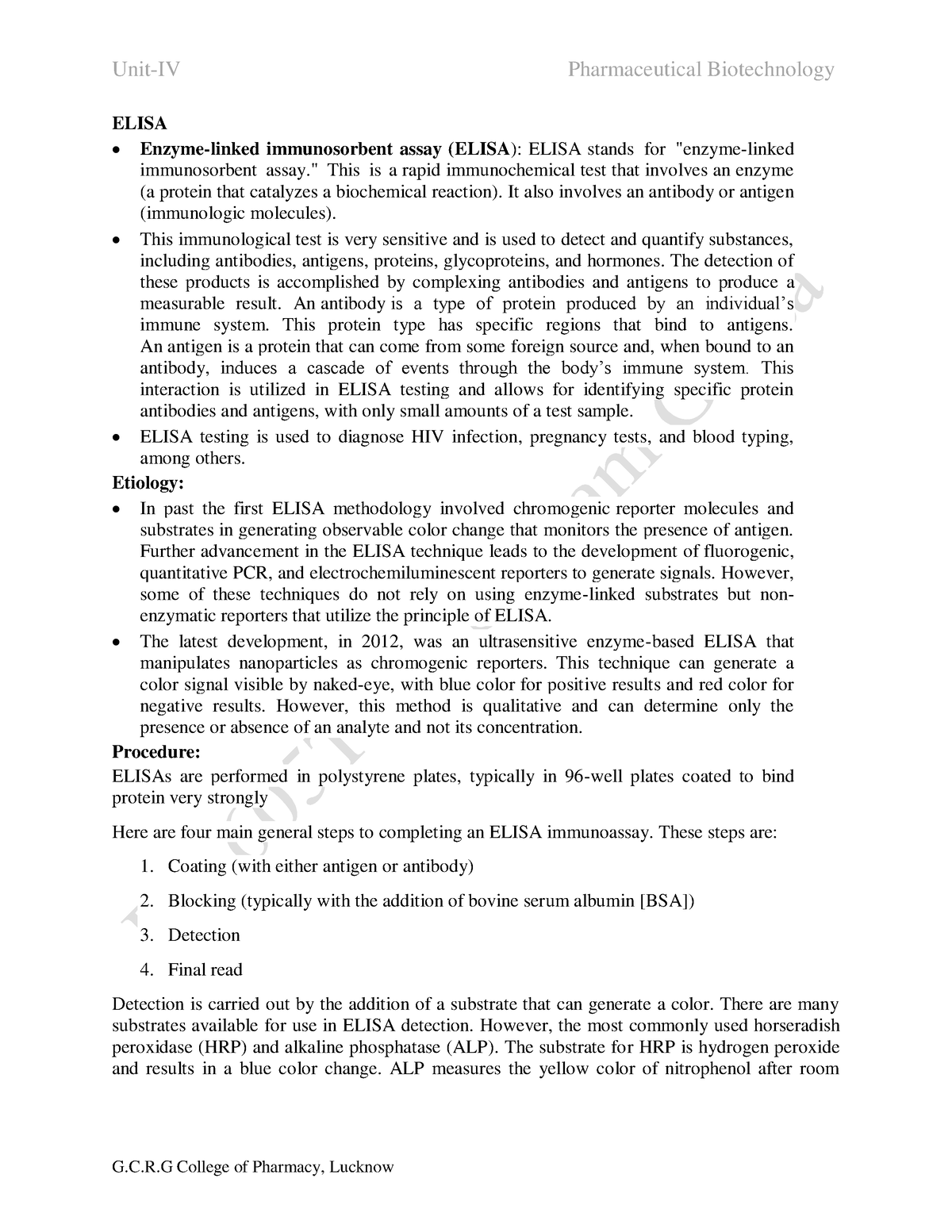 U-4 Topic-1 Elisa - ELISA Enzyme-linked immunosorbent assay (ELISA ...