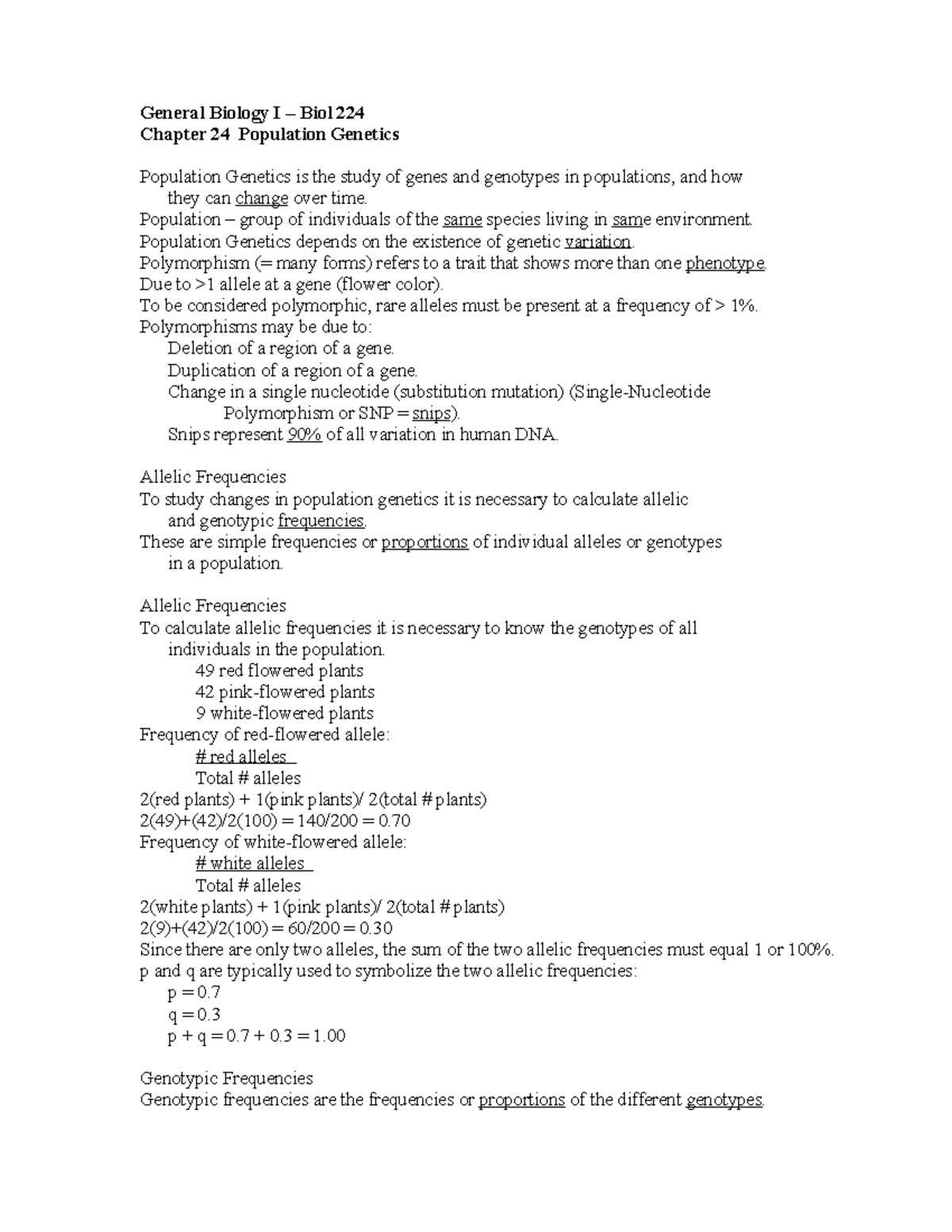 Chapter 23 Answers - General Biology I – Biol 224 Chapter 24 Population ...