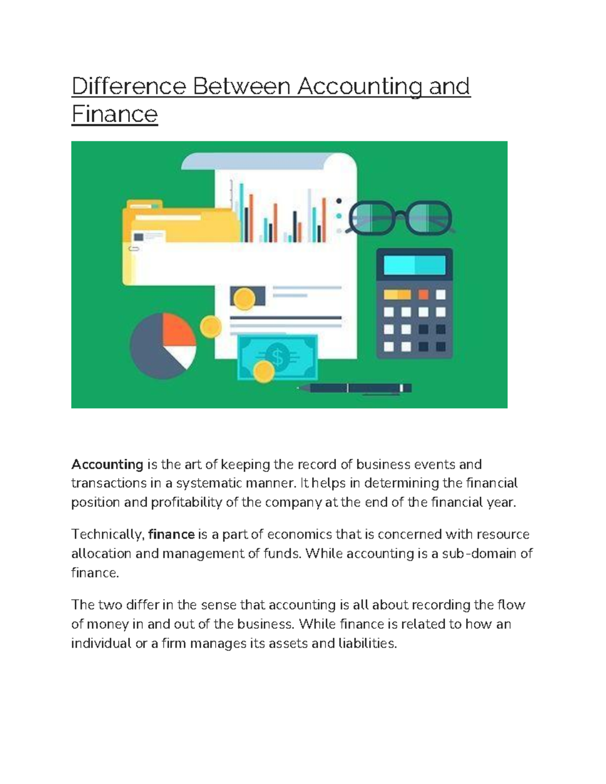 Difference Between Accounting and Finance Difference Between
