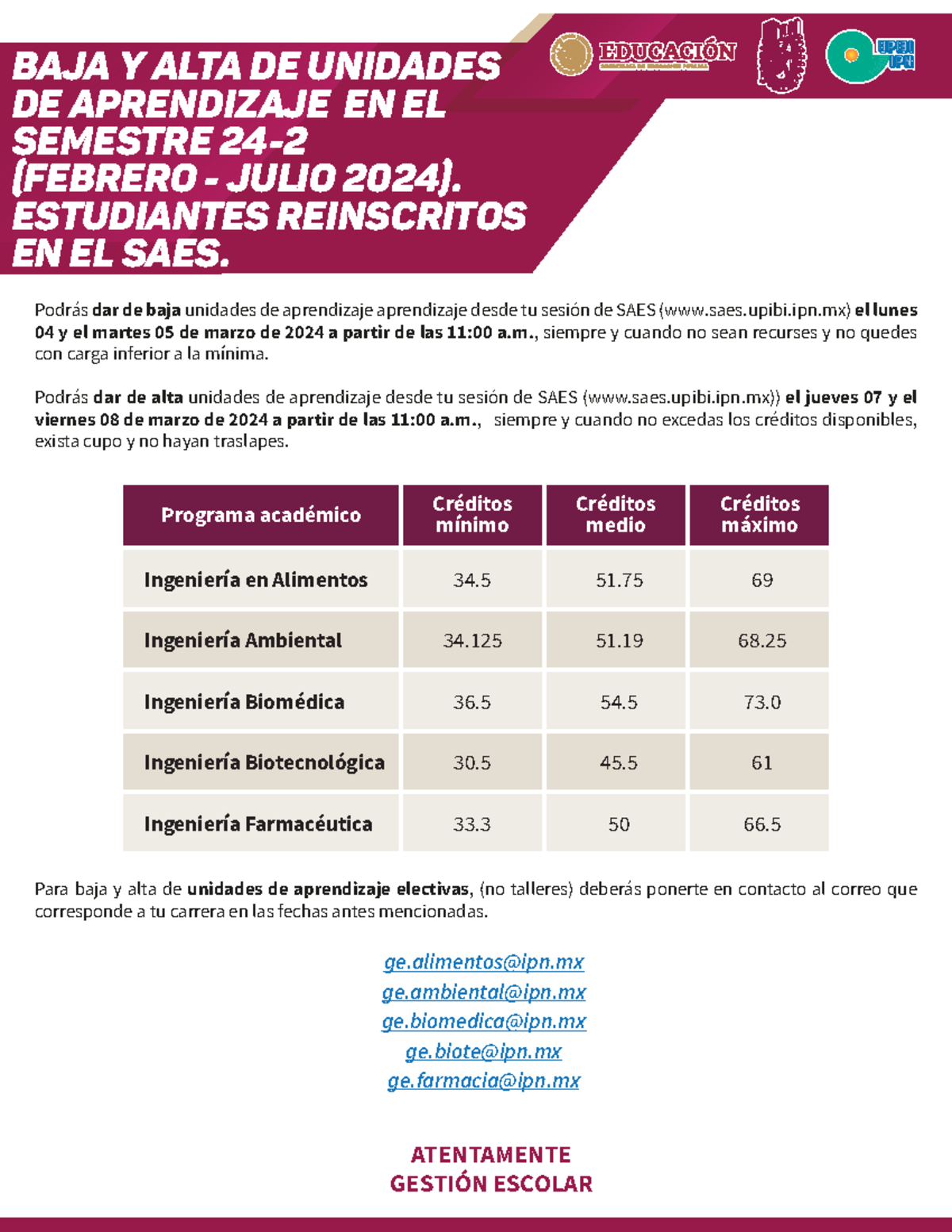 ALTA-BAJA UAs 24-2 - Podrás dar de baja unidades de aprendizaje ...