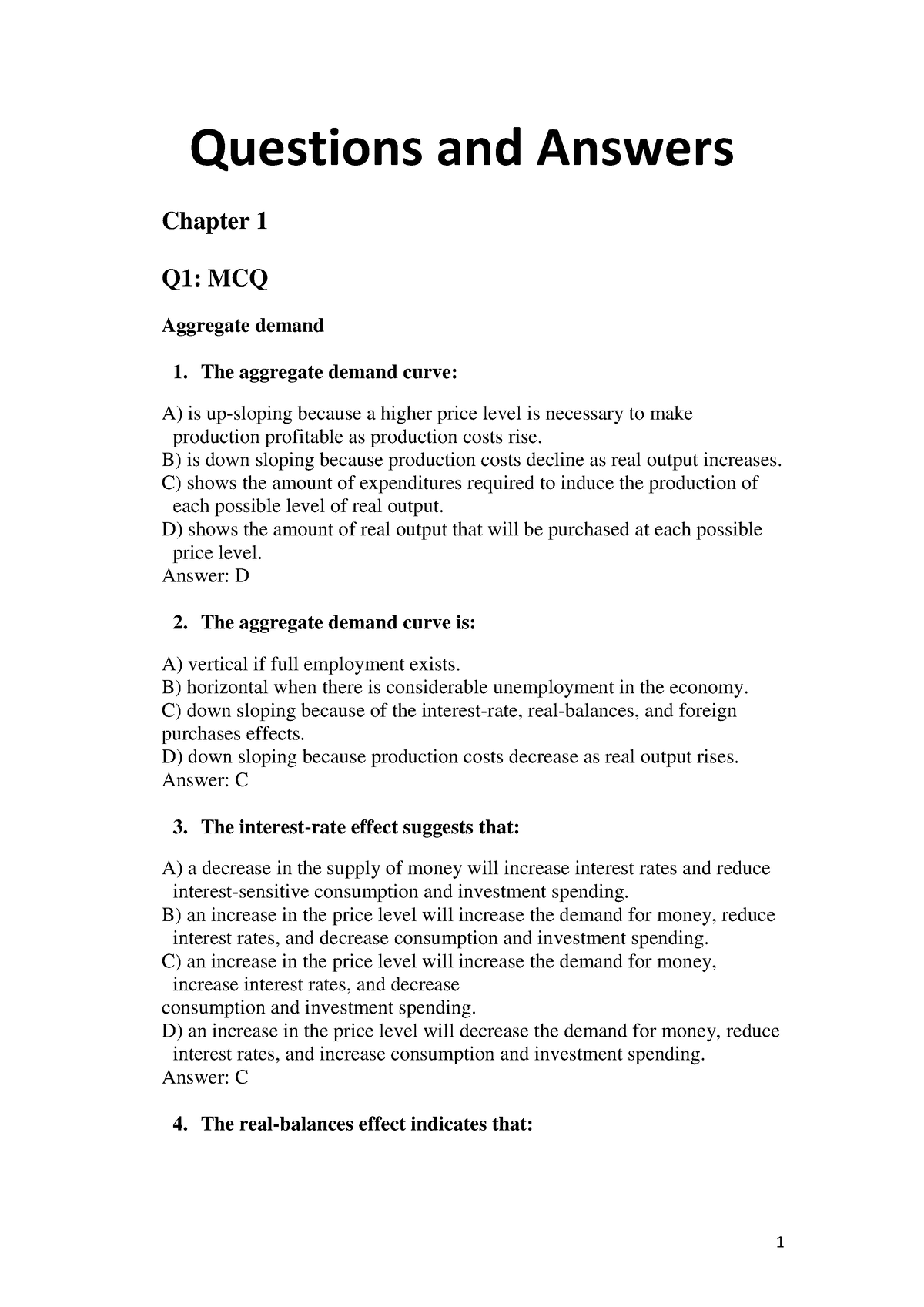 Macro II Sc2 - Questions and Answers - Questions and Answers Chapter 1 ...