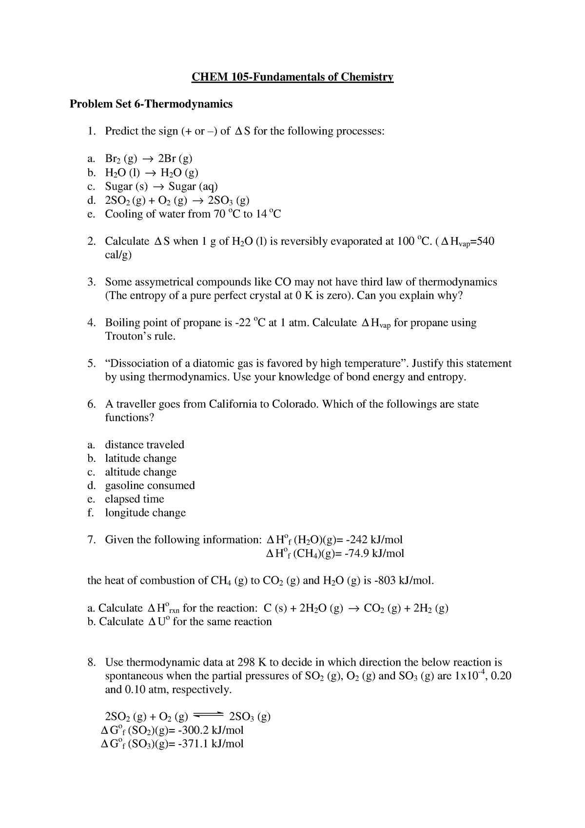 Ch19 - ... - CHEM 105-Fundamentals Of Chemistry Problem Set 6 ...