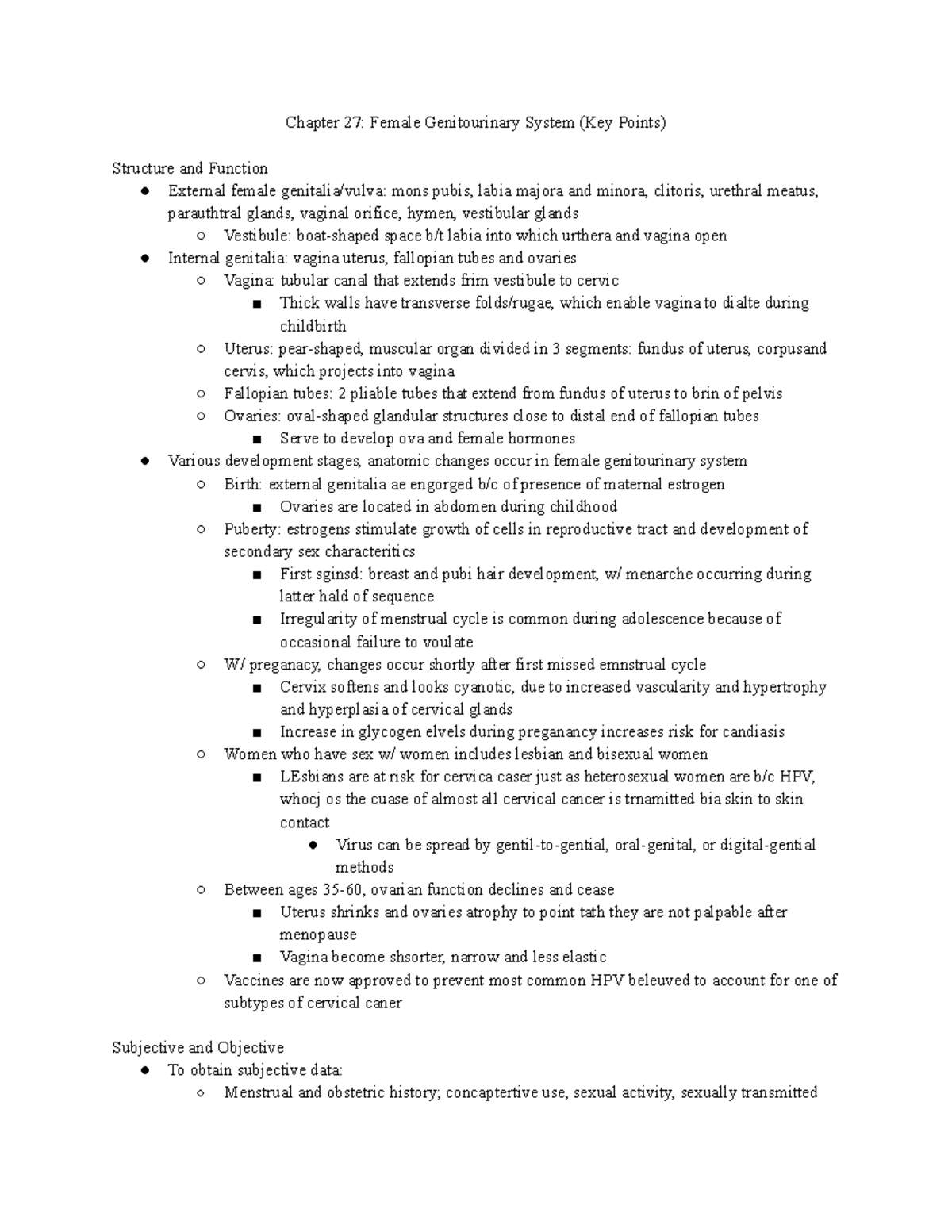 Chapter 27 Female Genitourinary System (Key Points) - Studocu