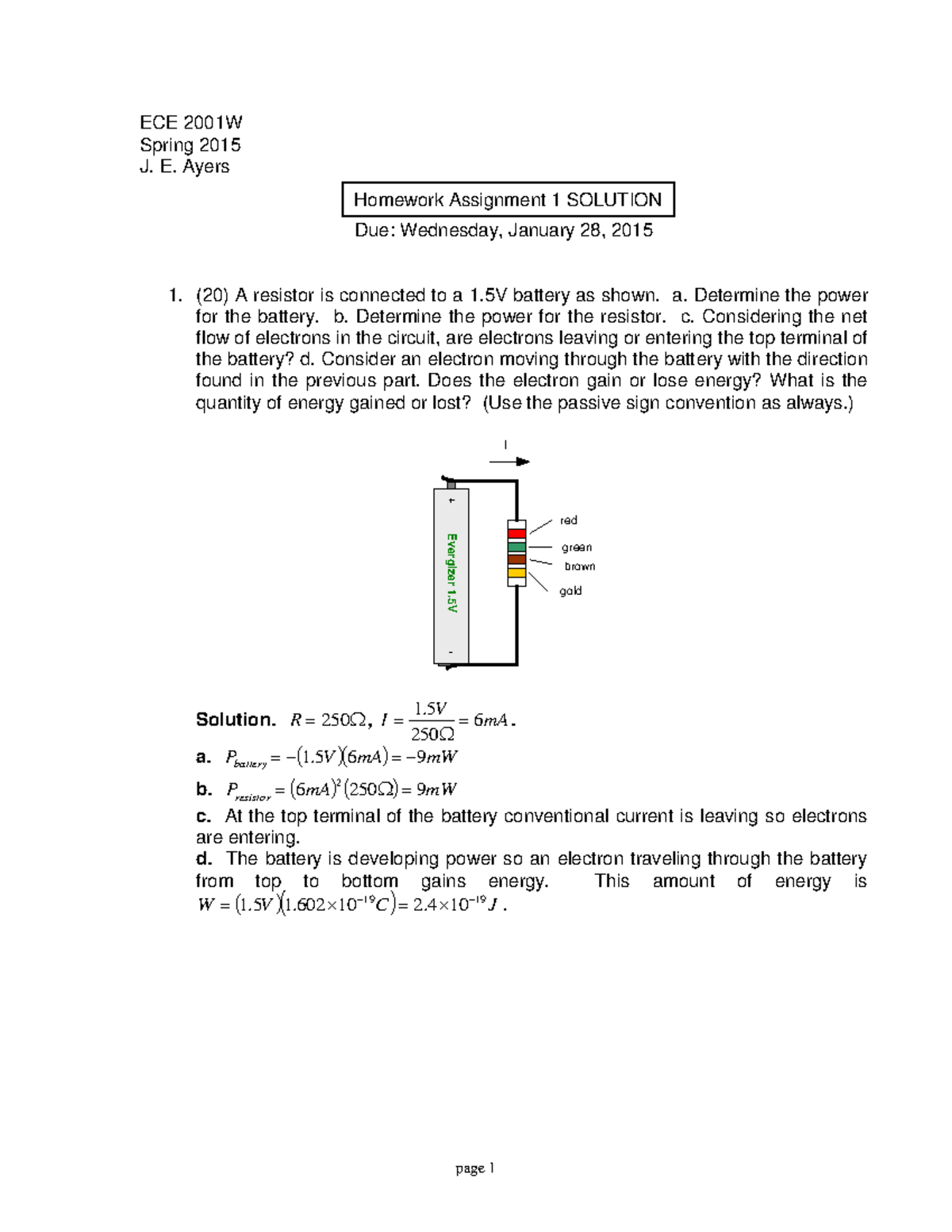 Practical - Homework 1 - 9 with solutions from the professor - ECE ...