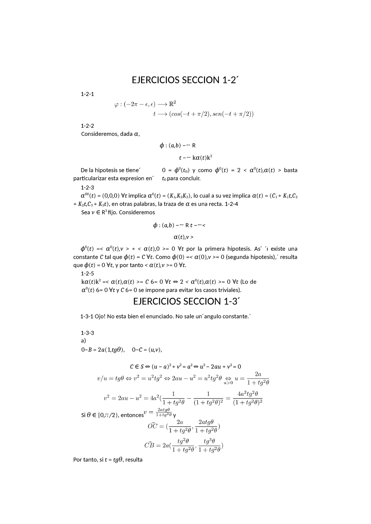 Ejercicios Resueltos - Curvas - EJERCICIOS SECCION 1-2 ́ 1-2- 1-2 ...