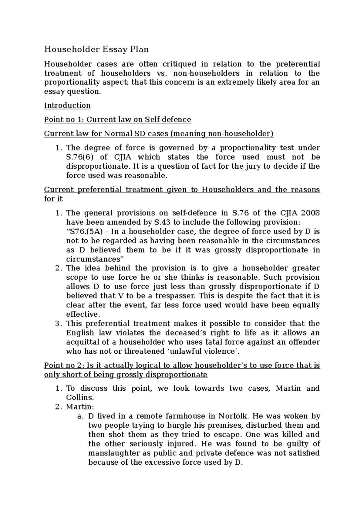 Householder Essay Plan Householder Essay Plan Householder cases are