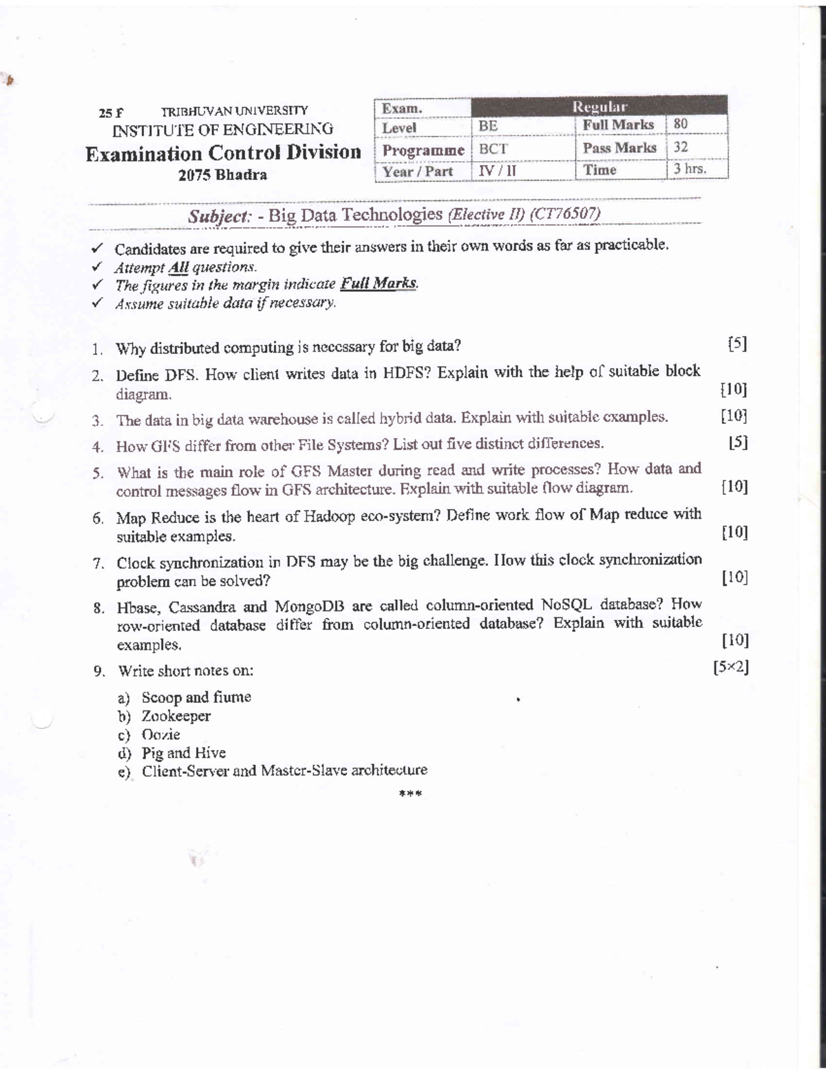 Big Data Old Question Collection - I 25 F TRIBHUVAN UNIVERSITY ...