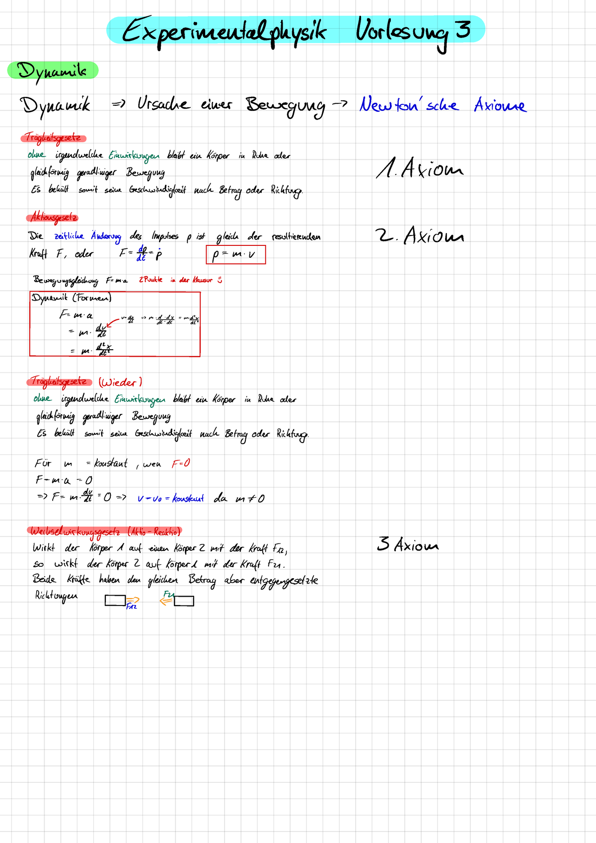 Mitschriften Vorlesung 3 Experimentalphysik Vorlesung 3 Dynamik Dynamik Ursache Einer Bewegung 3355