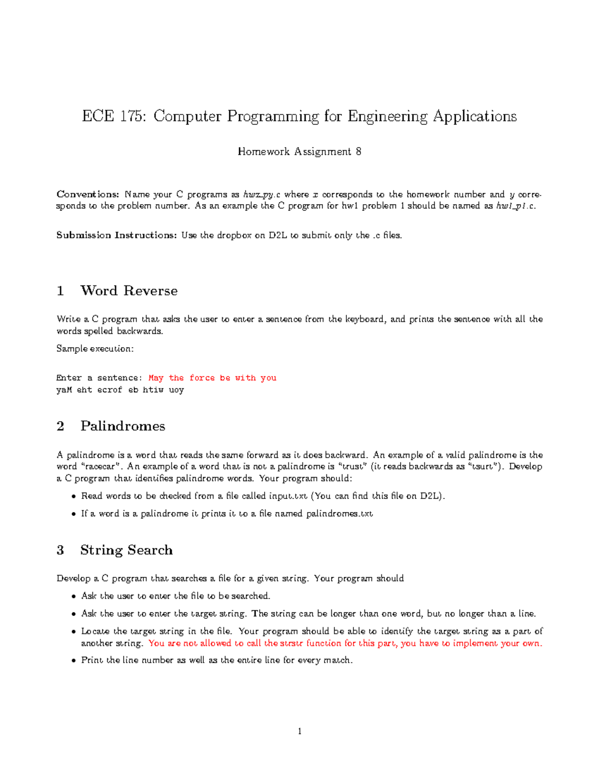 ECE 175: Computer Programming for Engineering