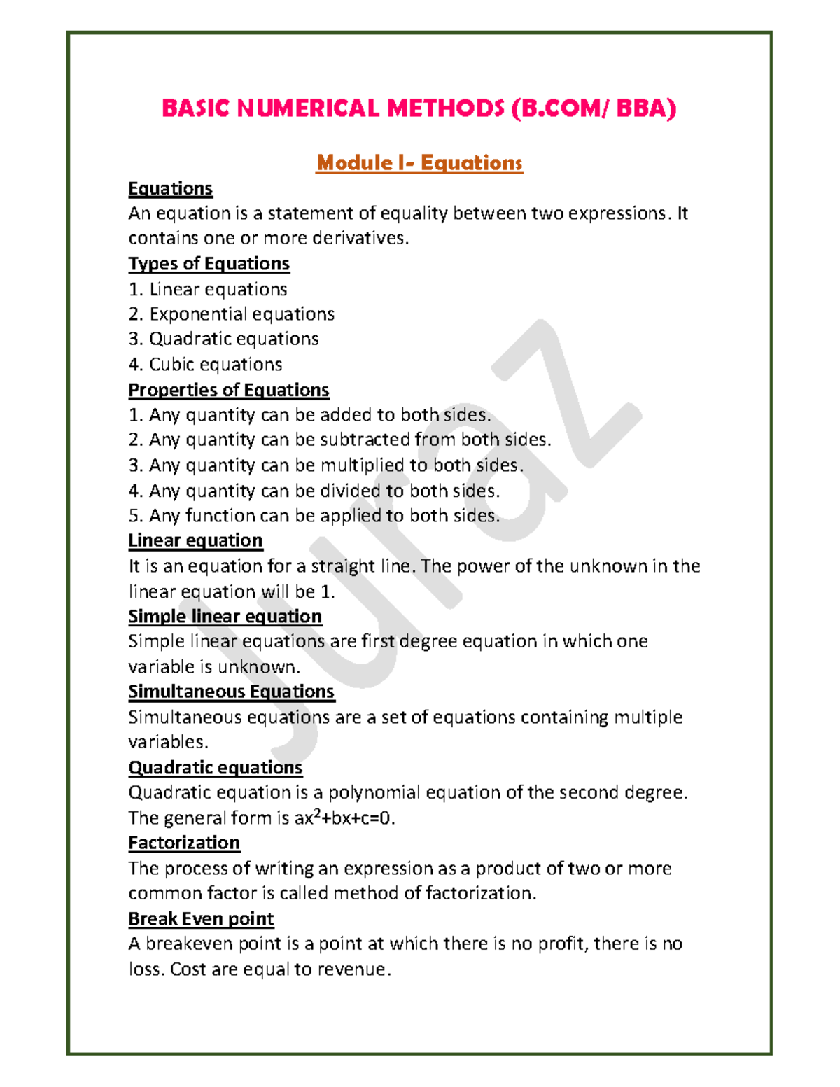 Basic Numerical Methods - BCom BBA-Theory Notes (Juraz) - BASIC ...