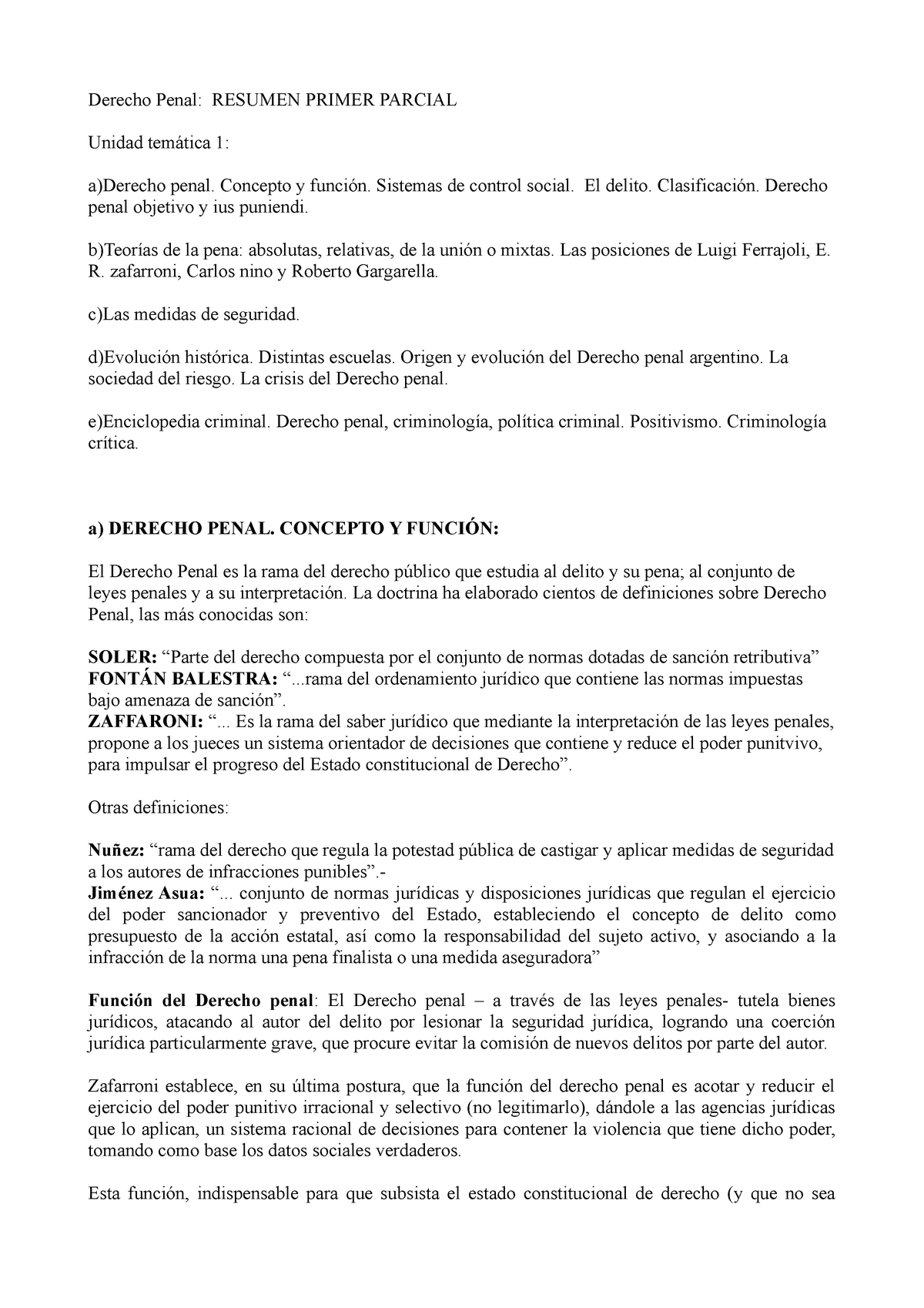 Primer Parcial Derecho Penal - Derecho Penal: RESUMEN PRIMER PARCIAL ...