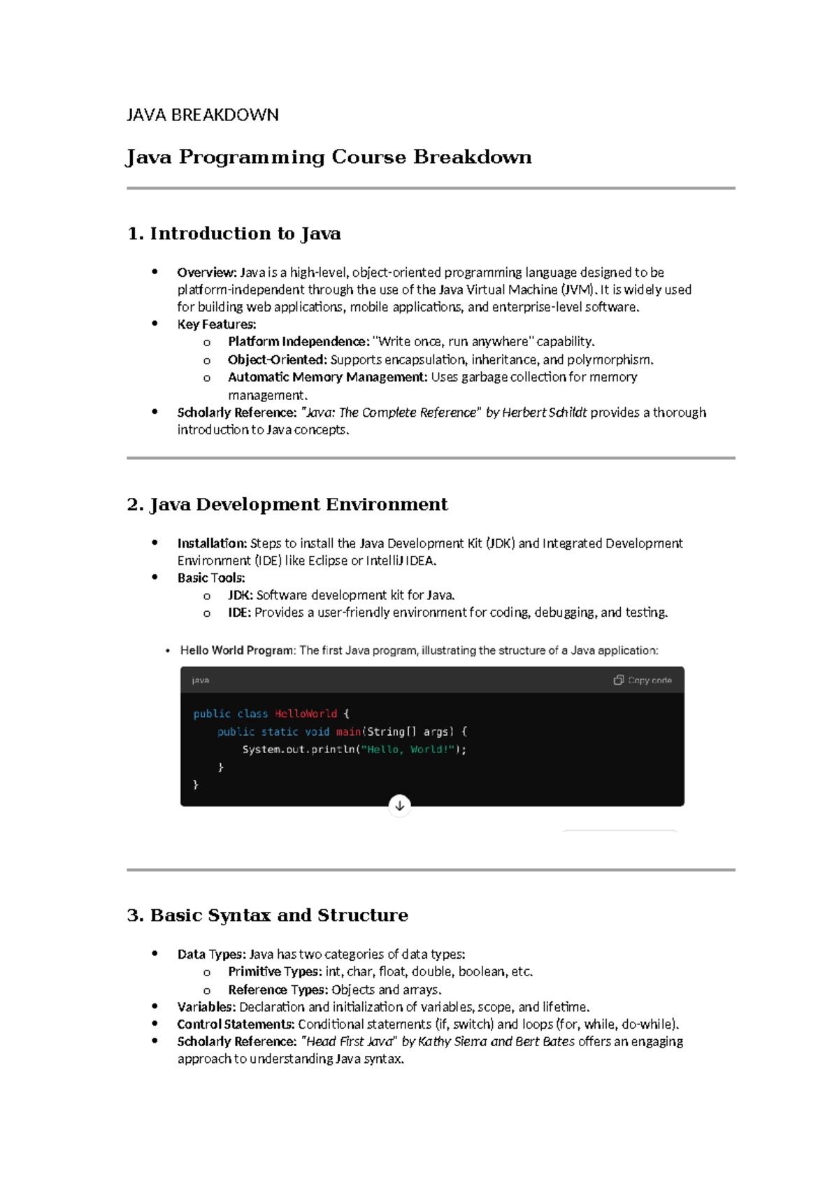 JAVA Breakdown FOR Beginners - JAVA BREAKDOWN Java Programming Course ...
