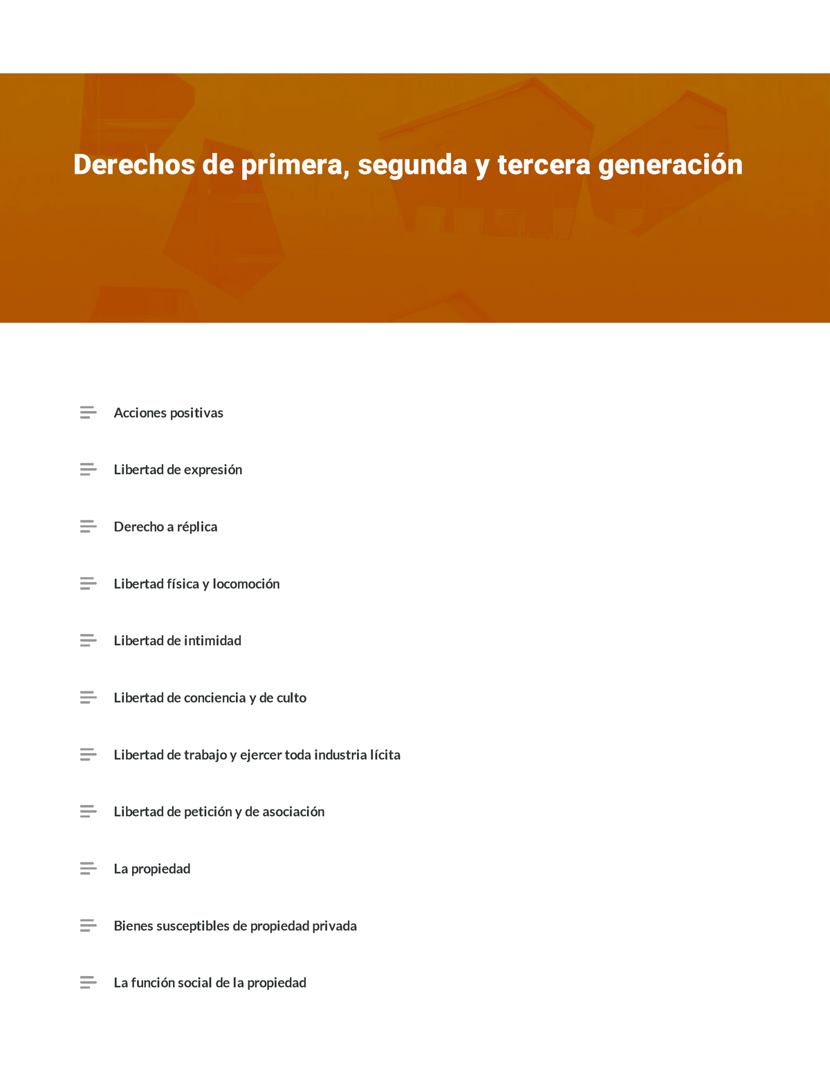 Derechos de primera, segunda y tercera generación - Acciones positivas  Libertad de expresión Derecho - Studocu