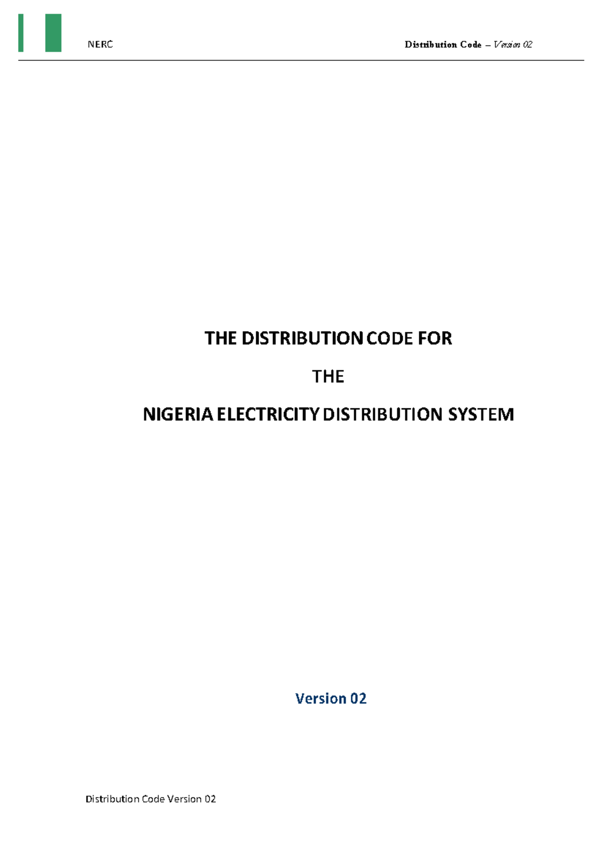 Distribution Code v02 Hhouzouxoux x, !NERC!! Distribution Code