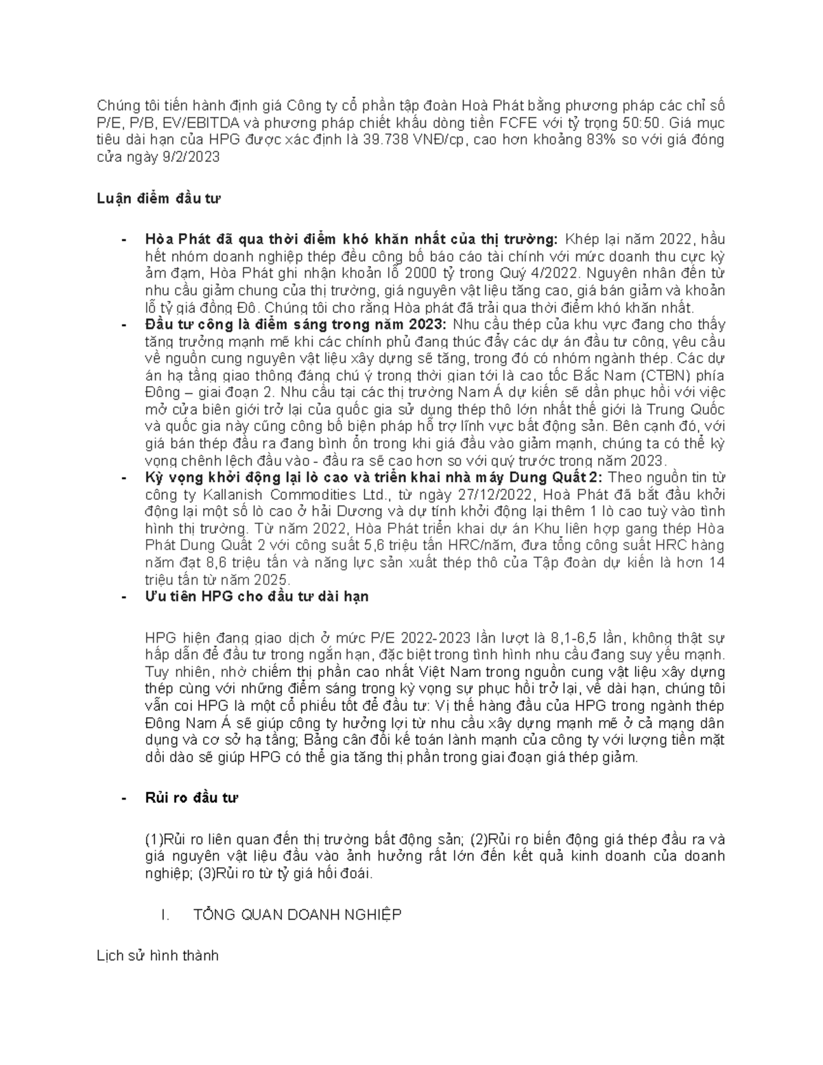 Draft - aaaa - Chúng tôi tiến hành định giá Công ty cổ phần tập đoàn ...