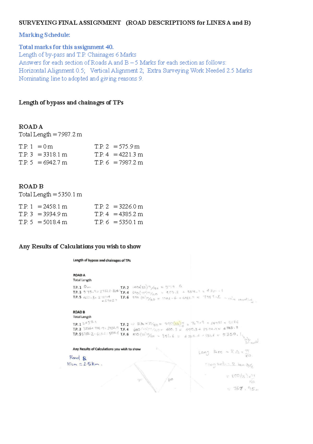 Assignment 4 - Autumn 2020 - SURVEYING FINAL ASSIGNMENT (ROAD ...