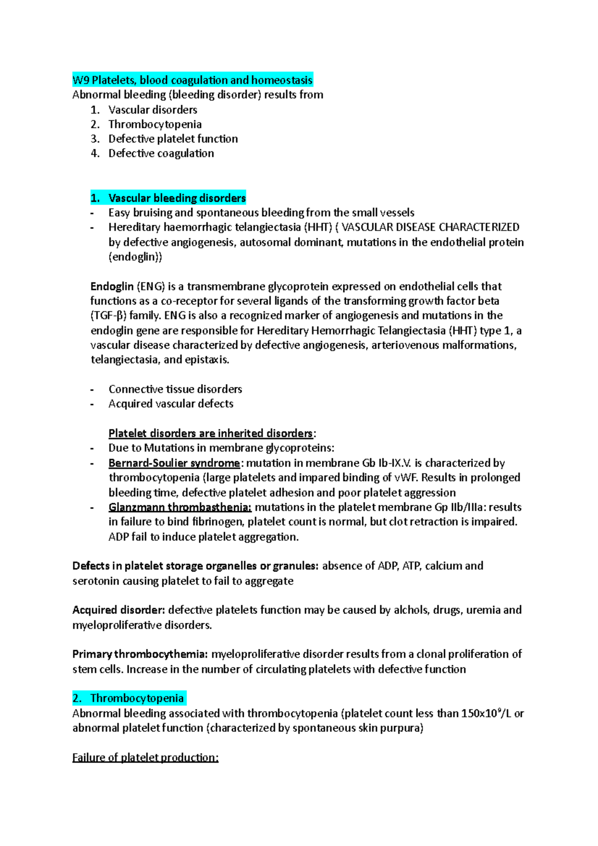 Platelets, blood coagulation and homeostasis - Vascular disorders 2 ...