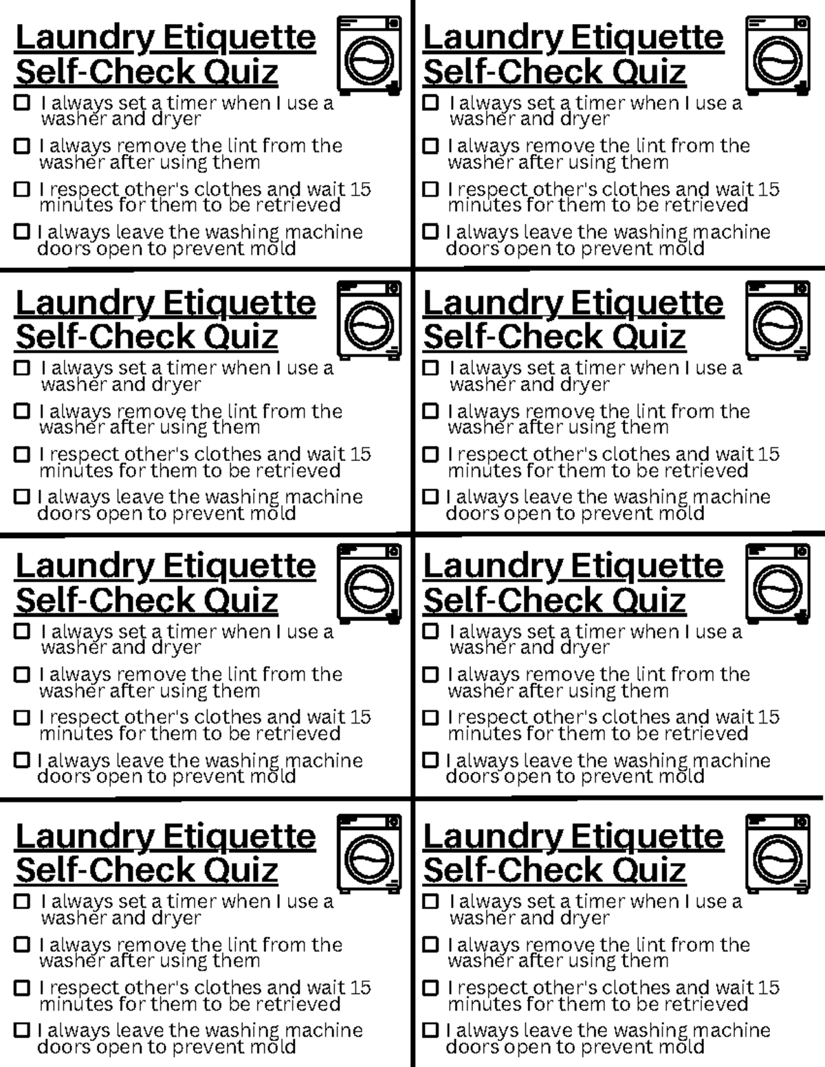 Laundry Sheet - General homework for a course - Laundry Etiquette Self ...