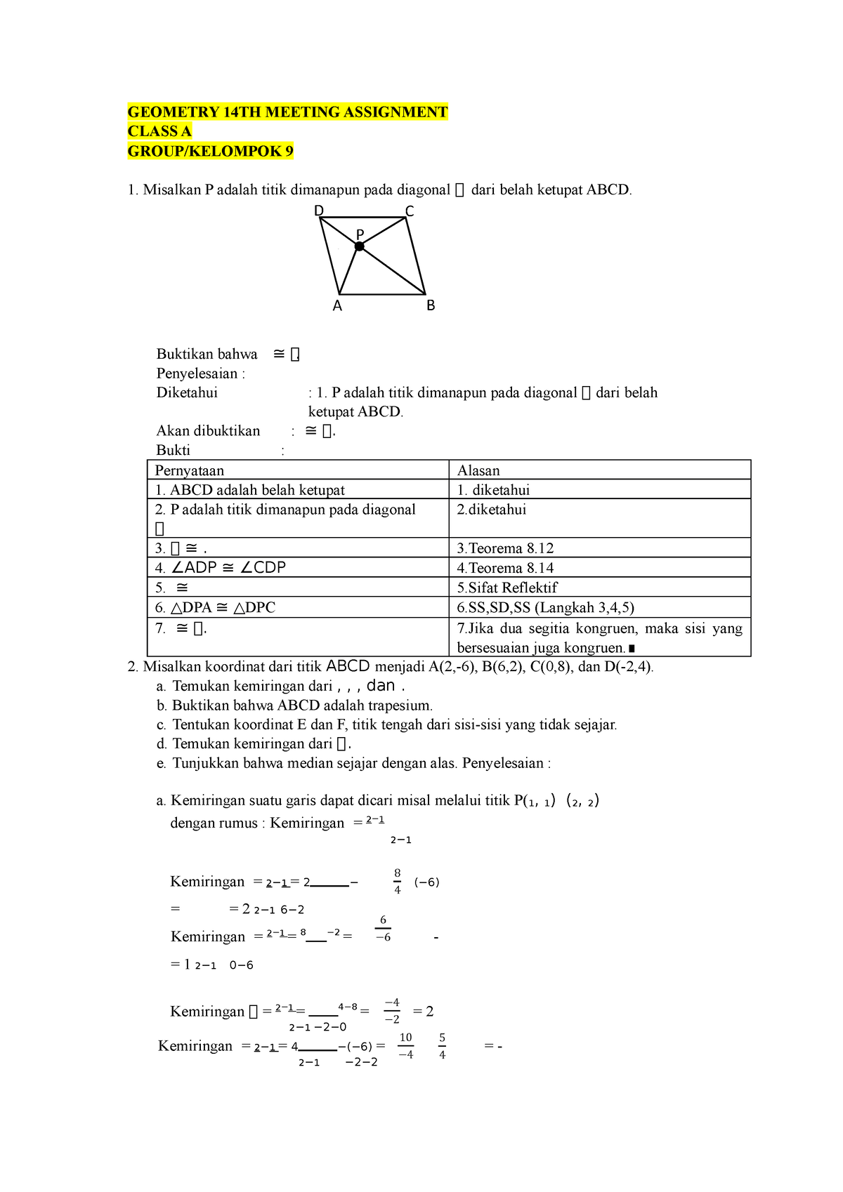 Geometri Class A - Group 9 - GEOMETRY 14TH MEETING ASSIGNMENT CLASS A ...