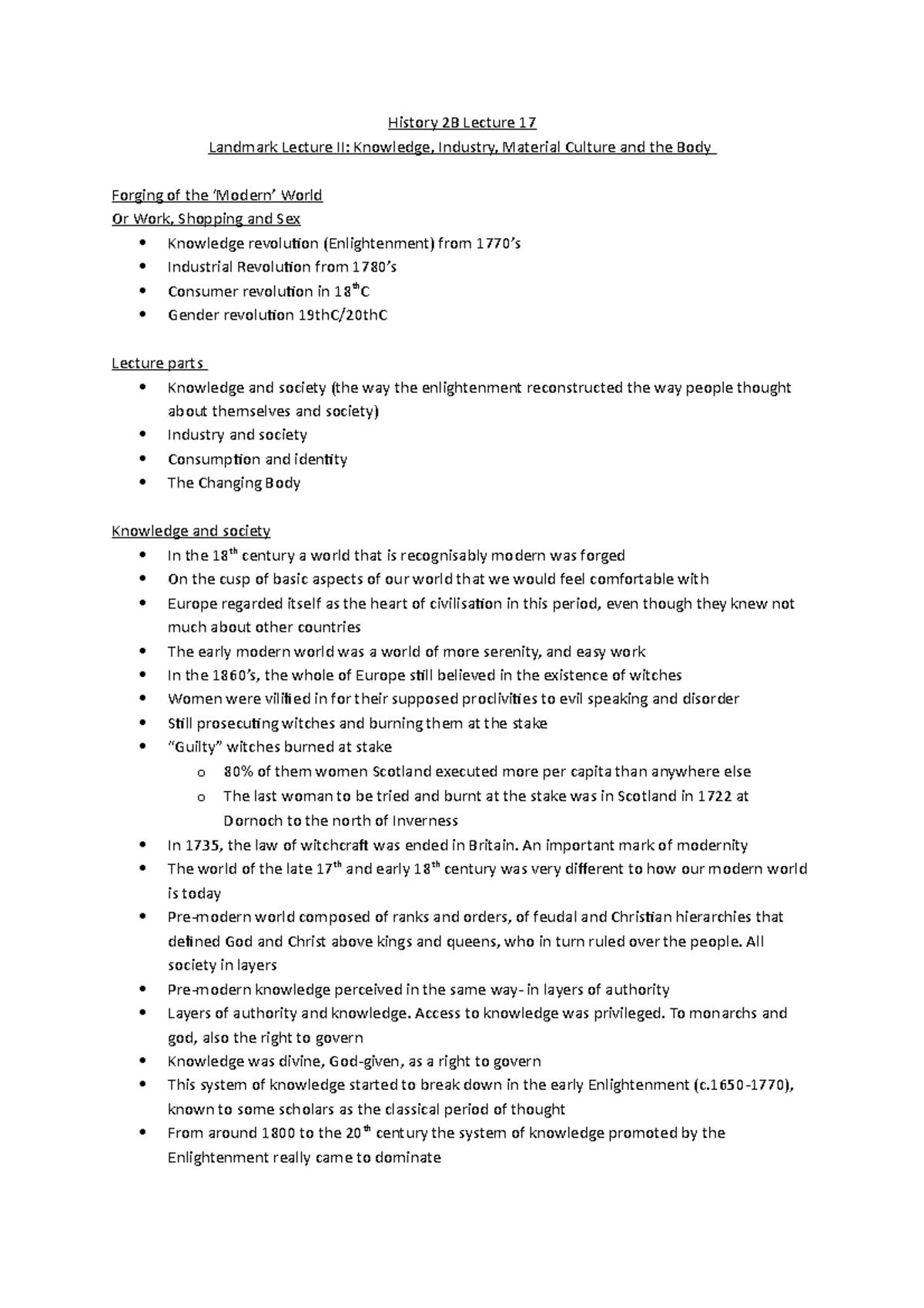History 2B Lecture 17- Exam - History 2B Lecture 17 Landmark Lecture II ...