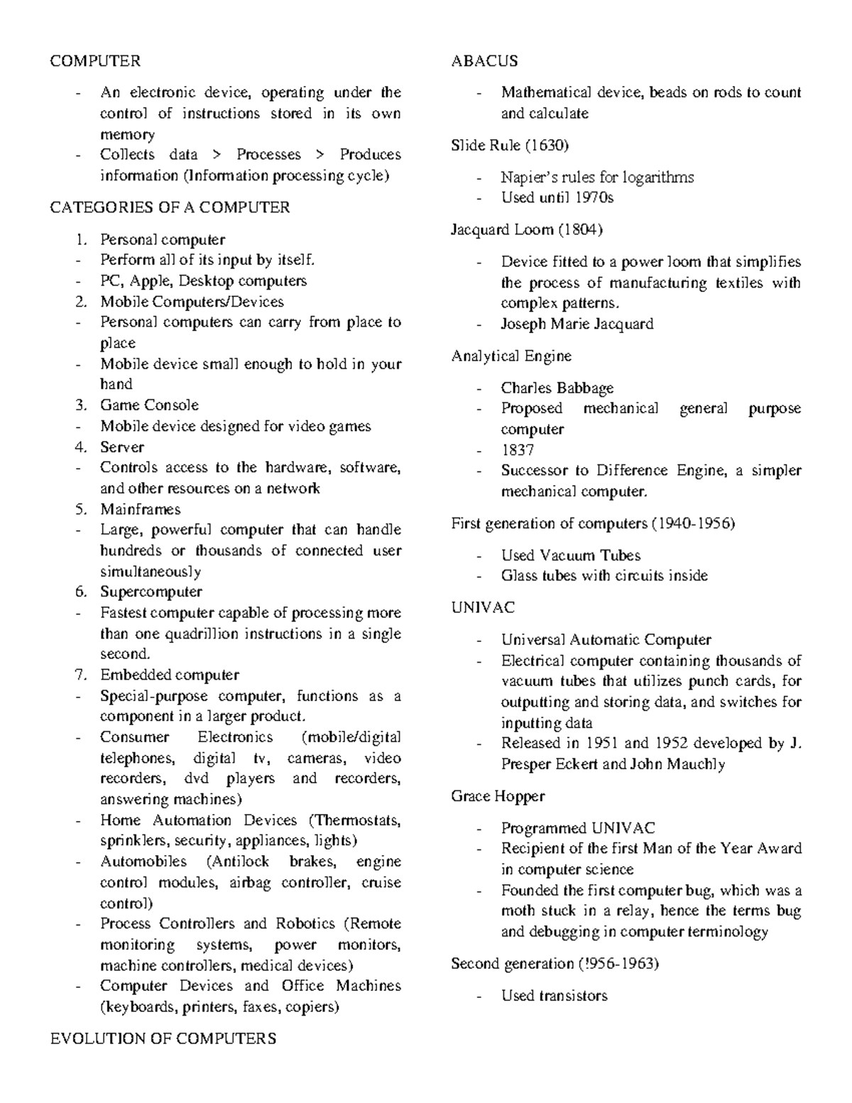 ITC - ,,, - COMPUTER An electronic device, operating under the control ...