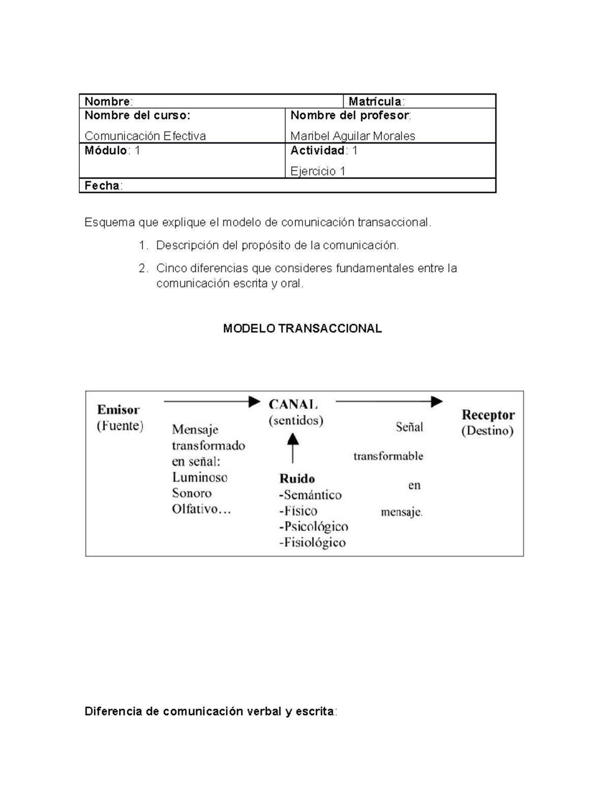 Ejercicio 1 Comunicacion Efectiva - Comunicación Efectiva - TecMilenio ...