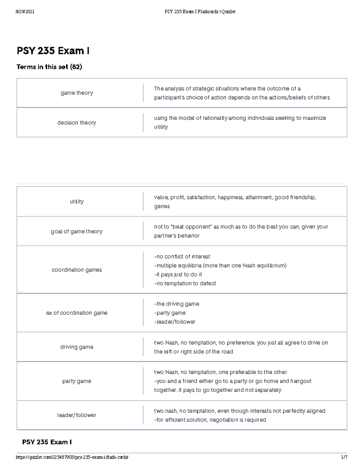 PSY 235 Exam I Flashcards Quizlet - PSY 235 Exam I Terms In This Set ...