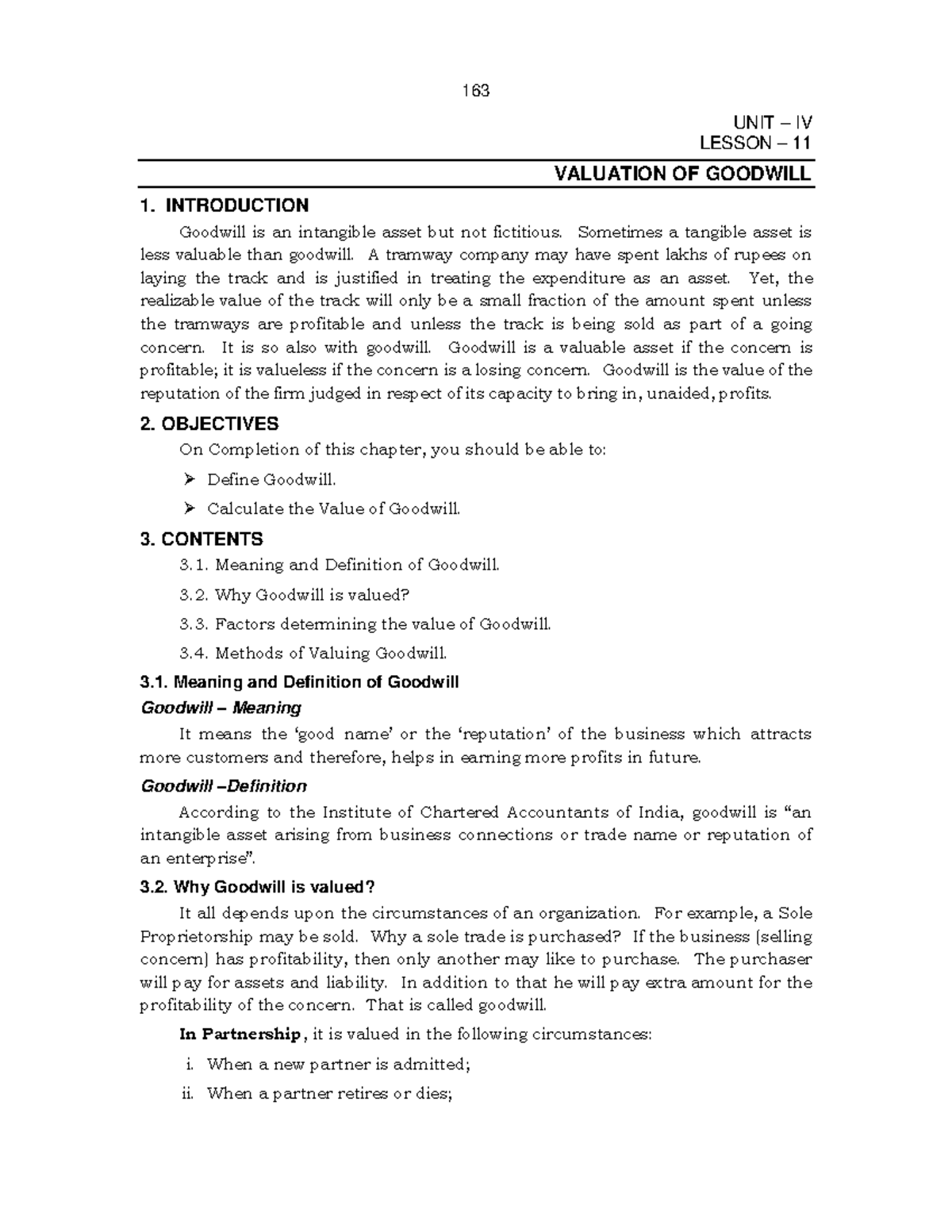 Valuation OF Goodwill Useful UNIT IV LESSON 11 VALUATION OF