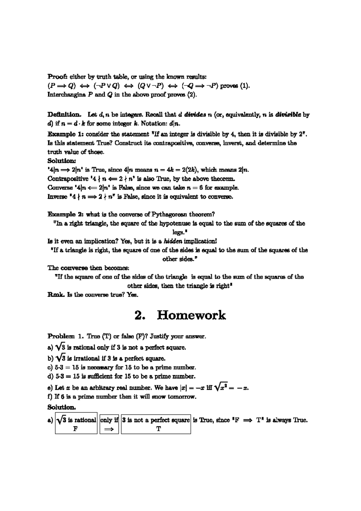 HW2+solutions - Homework 2 Solutions - MAT 200 - Studocu