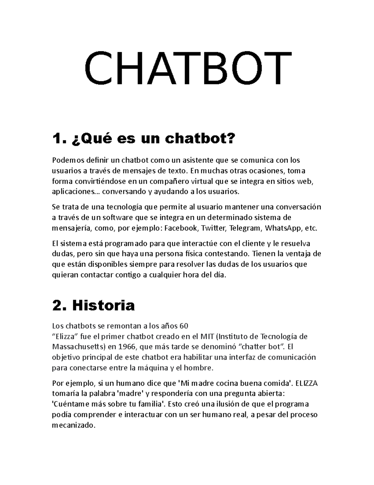 Chatbot - ayudas en matematicas solo unas pocas notas - CHATBOT 1. ¿Qué ...
