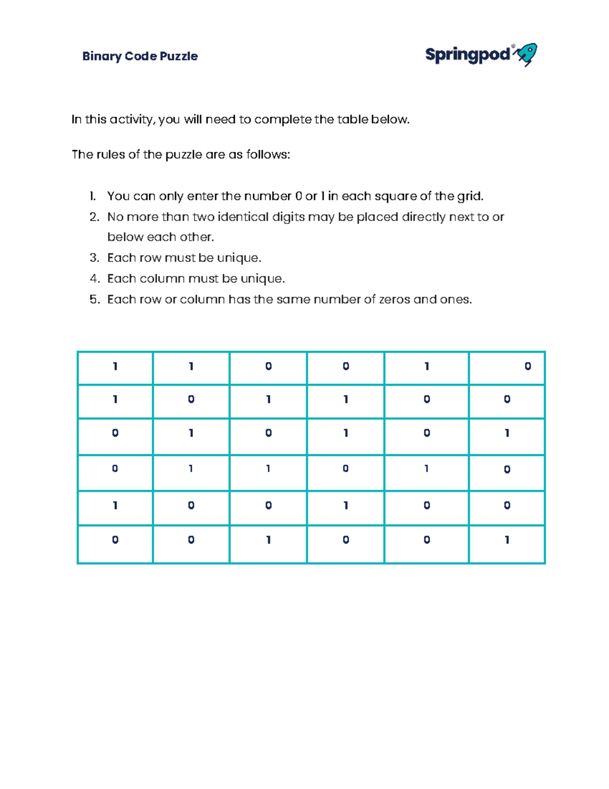 37Activity Binary Code Puzzle 21050412594923022013 0237-230629-181452 ...
