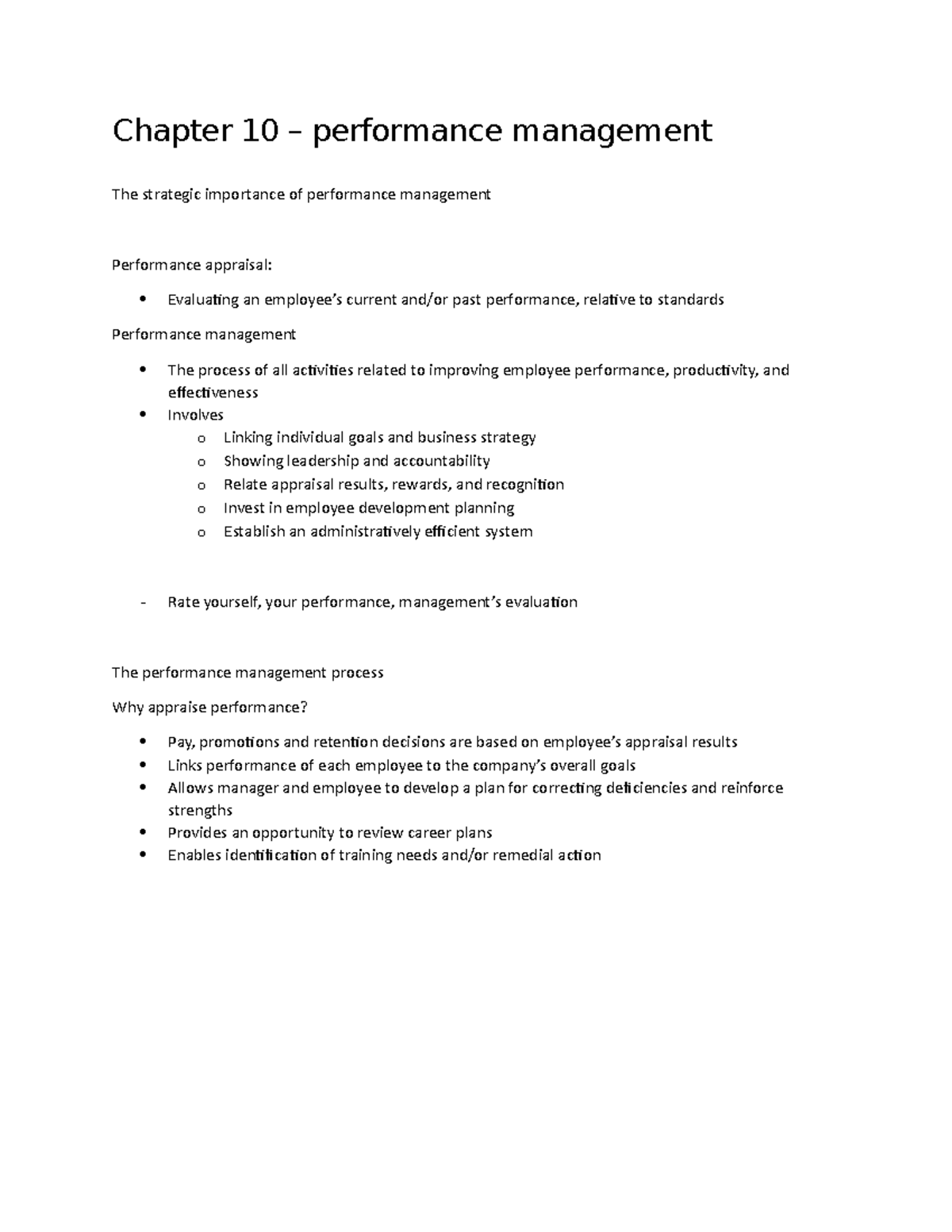 HR chapter 10 - Lecture notes 7 - Chapter 10 – performance management ...