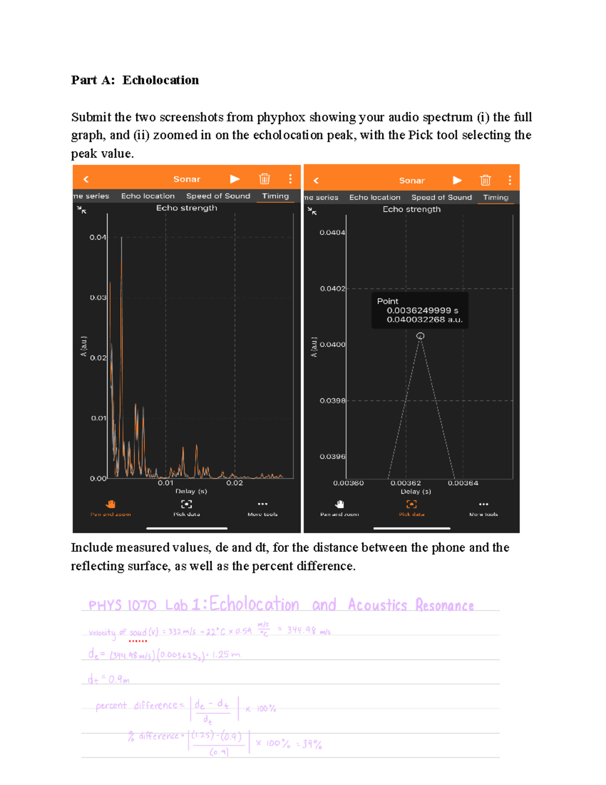 PHYS1070 Lab 1 Echolocation and Acoustics Resonance Part A
