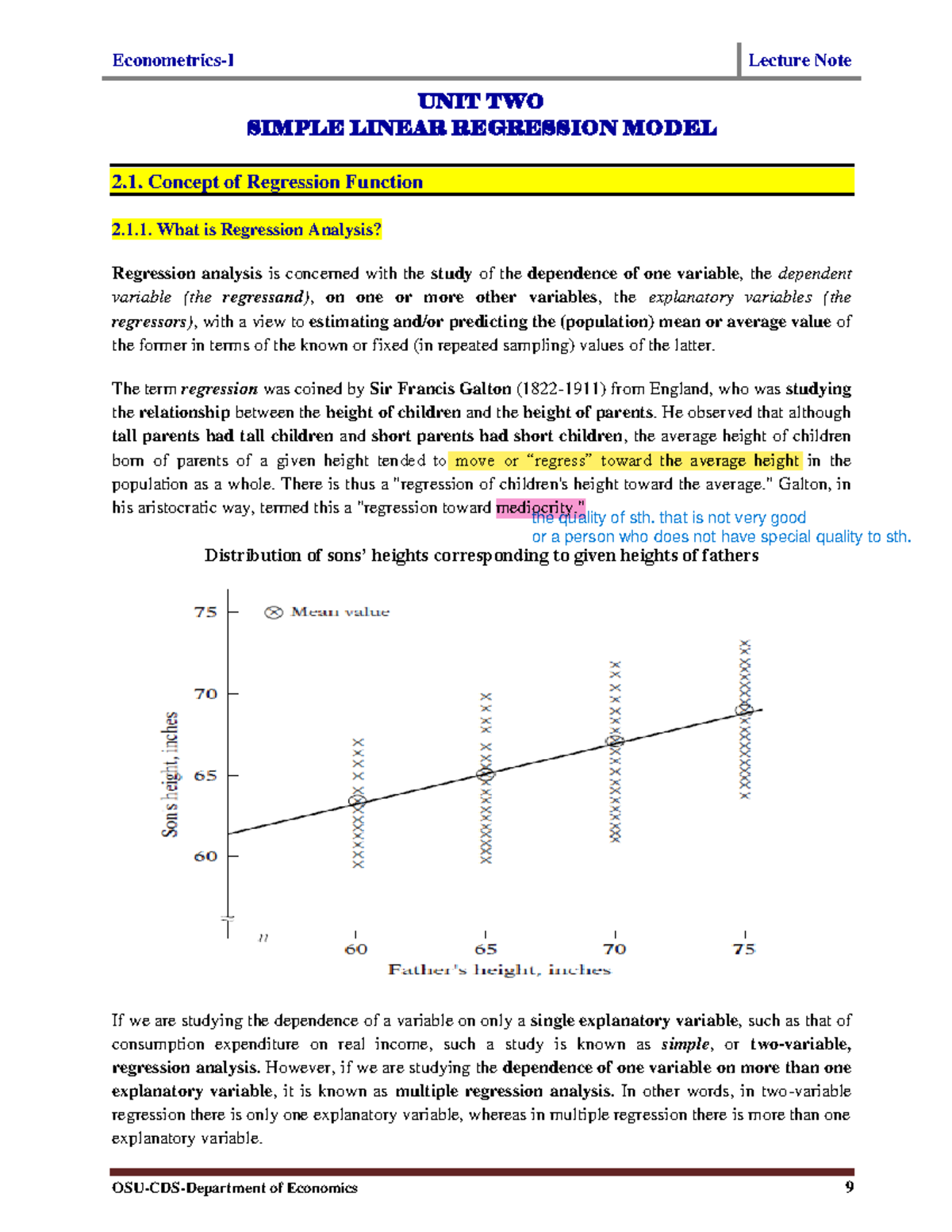 Unit 2-Simple Linear Regression Model new - UNIT TWO SIMPLE LINEAR ...