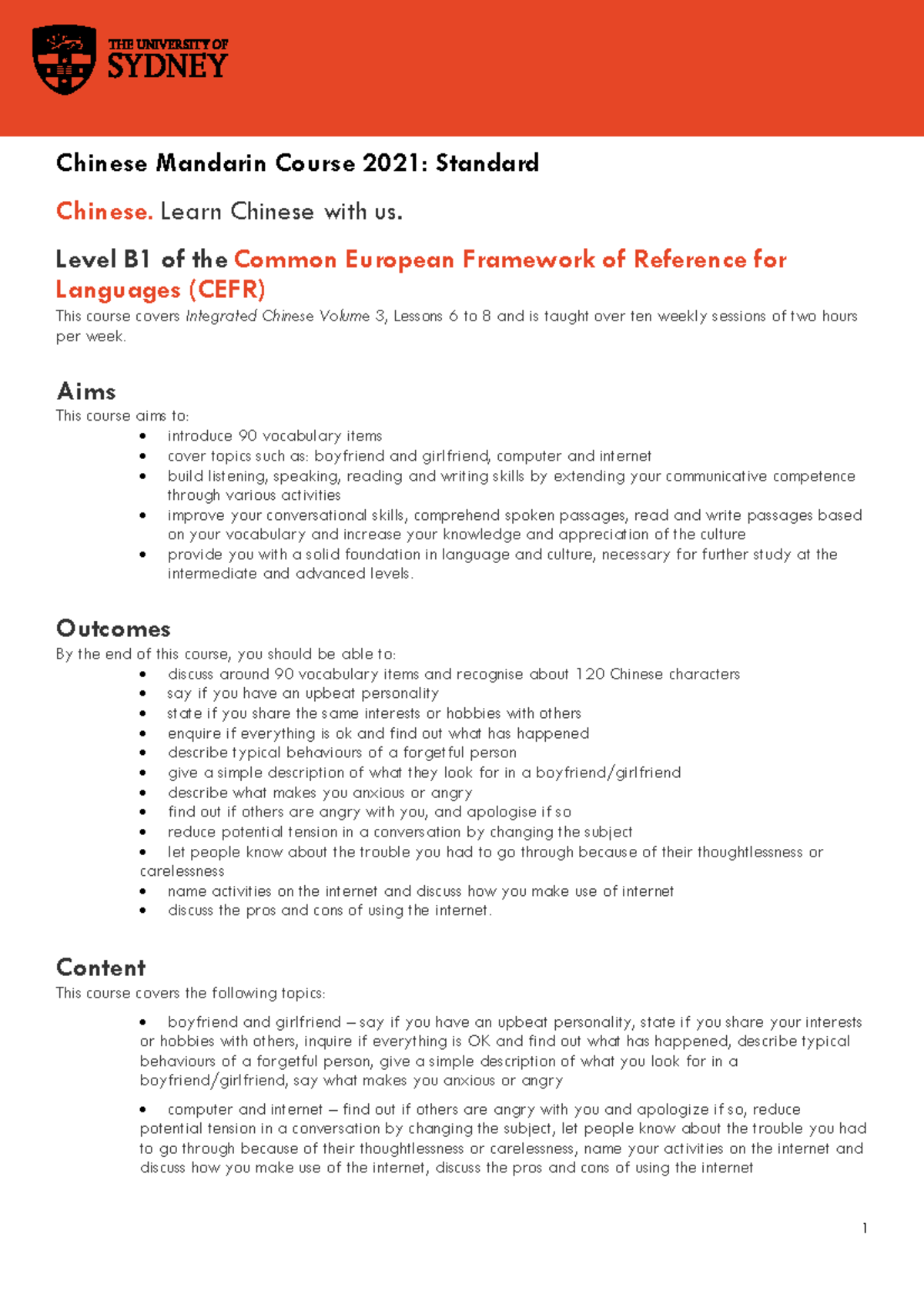 Course-outline-2021 - asdasd - 1 Chinese Mandarin Course 2021: Standard ...