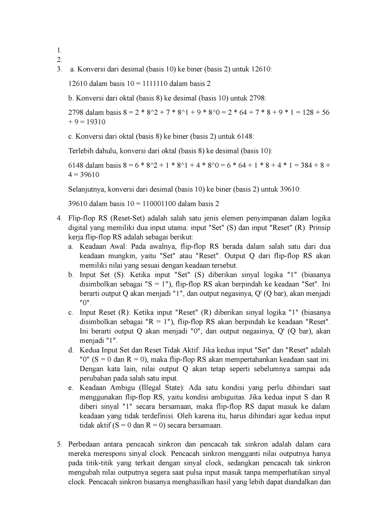 Jawaban Dasar Dasr Elektronika - 1. 2. 3. A. Konversi Dari Desimal ...