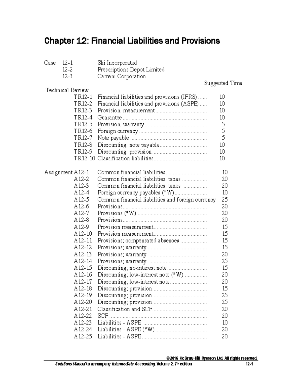 Chapter 12 textbook solutions - © 2016 McGraw-Hill Ryerson Ltd. All ...