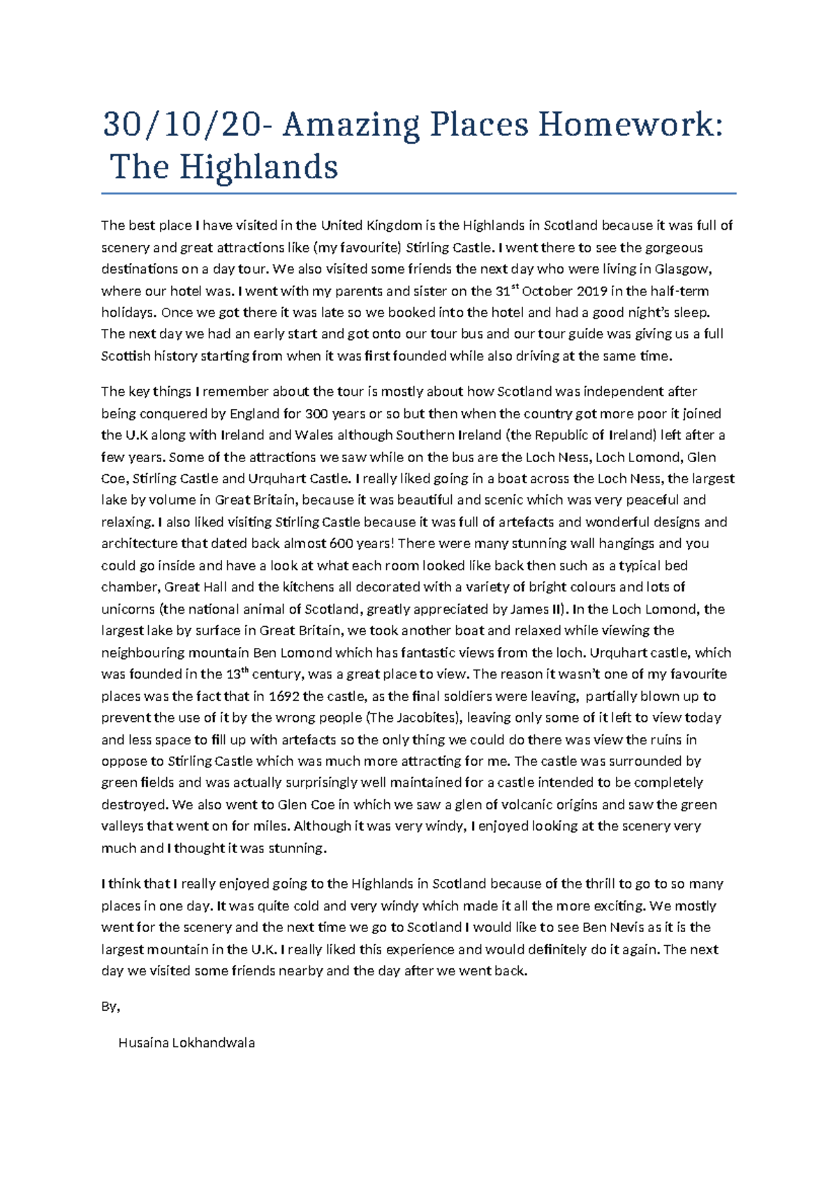Amazing Places Homework copy copy copy - 30/10/20- Amazing Places ...