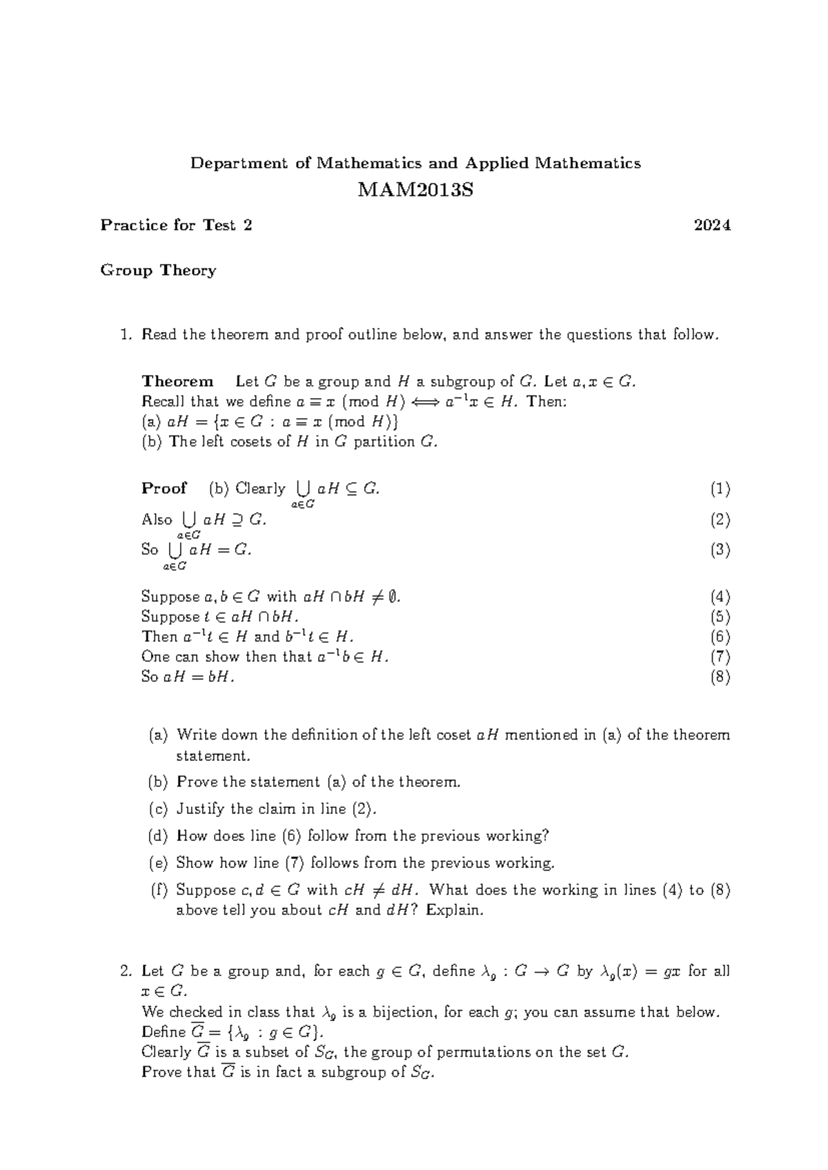 Practice Questions for Test 2 - Department of Mathematics and Applied ...