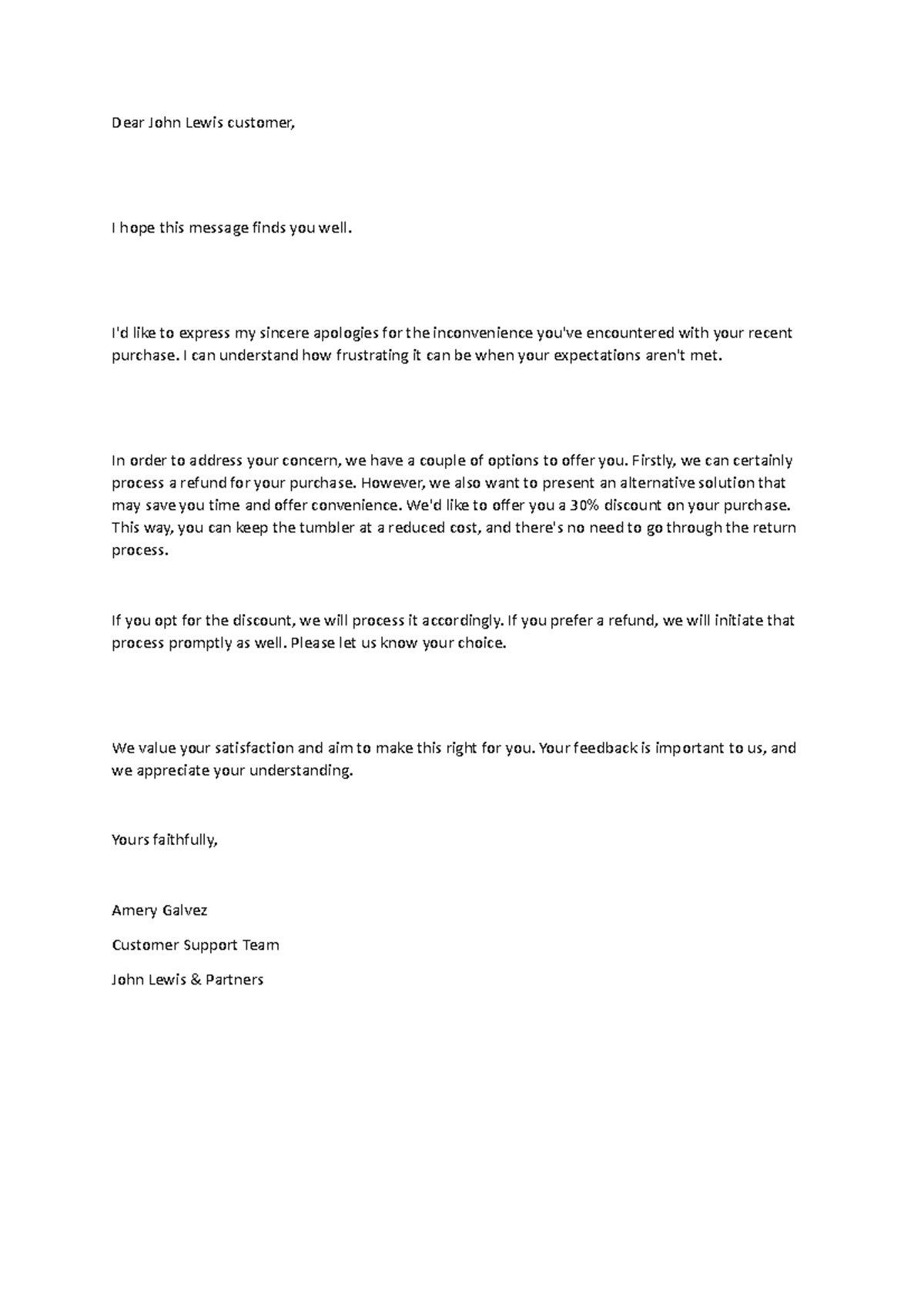 JL Amery Galvez Email writing communication Dear John Lewis