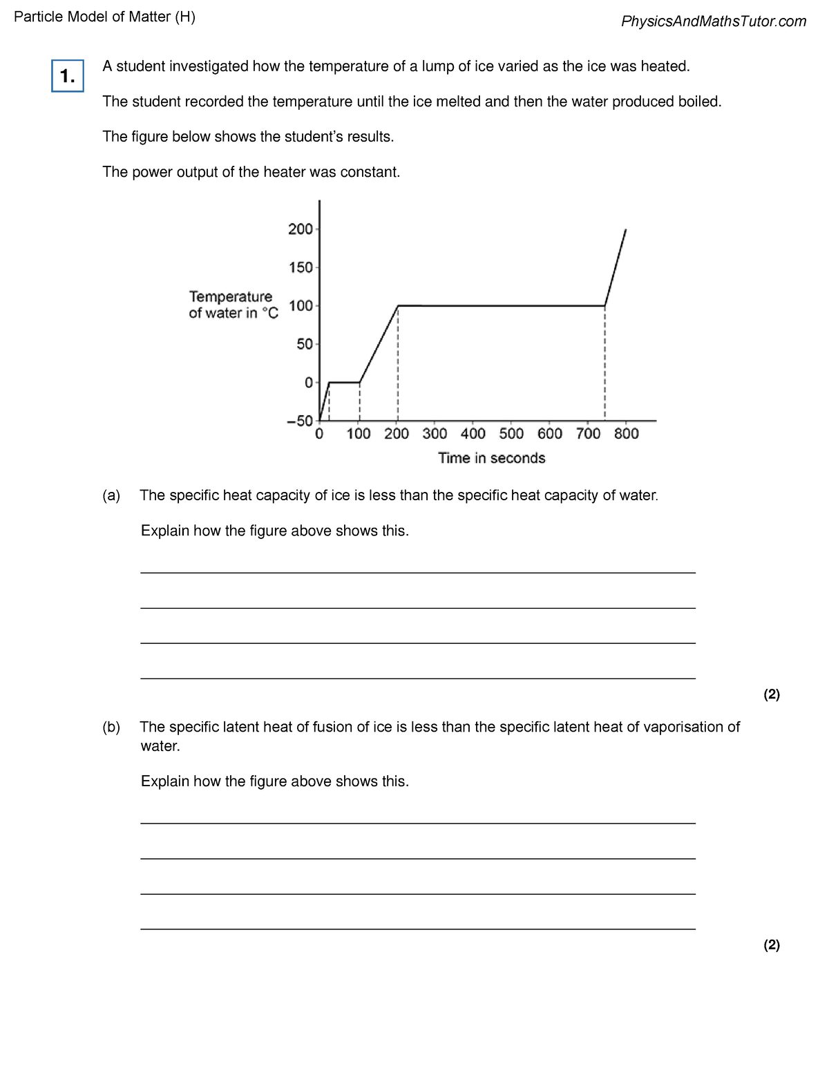 Particle Model of Matter (H) QP - A student investigated how the ...