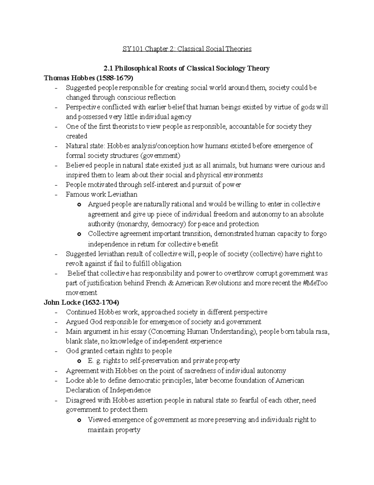 Socio notes textbook Sociology - SY101 Chapter 2: Classical Social ...