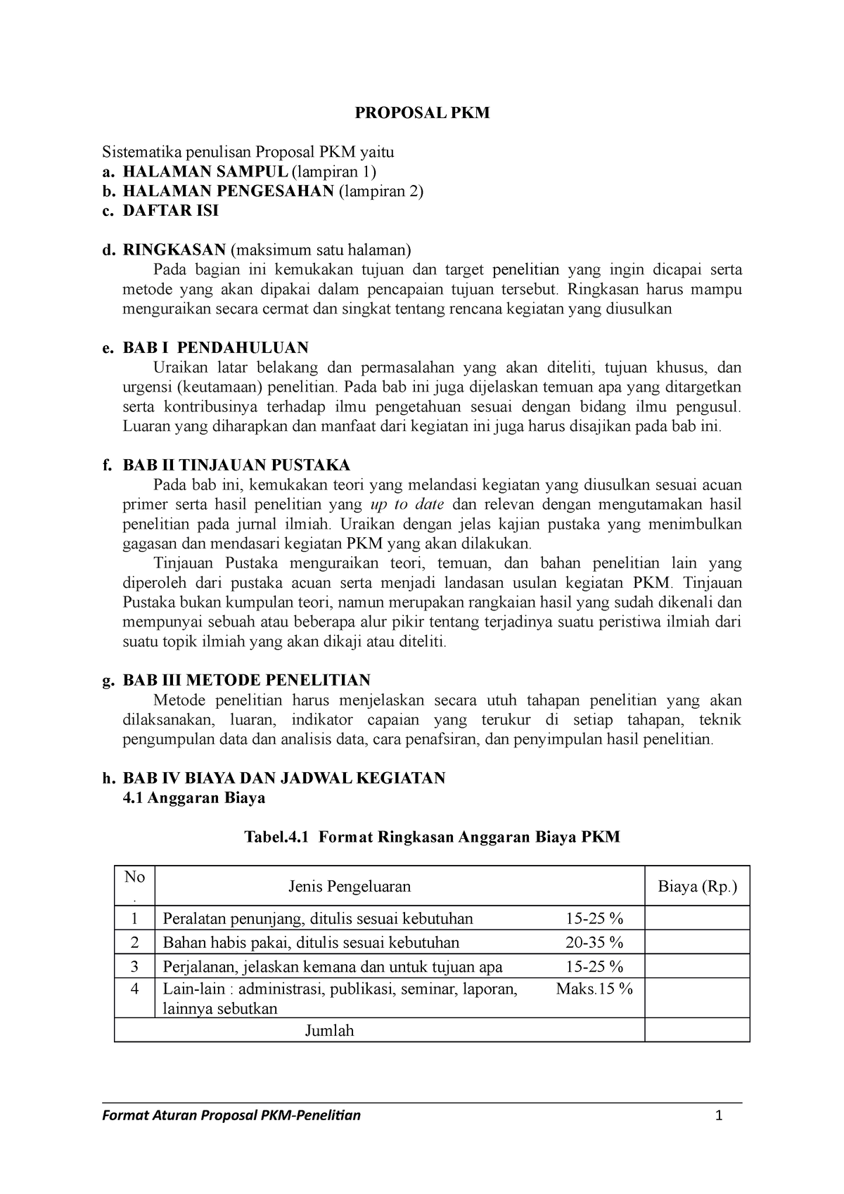 B Format Aturan Proposal Proposal Pkm Sistematika Penulisan