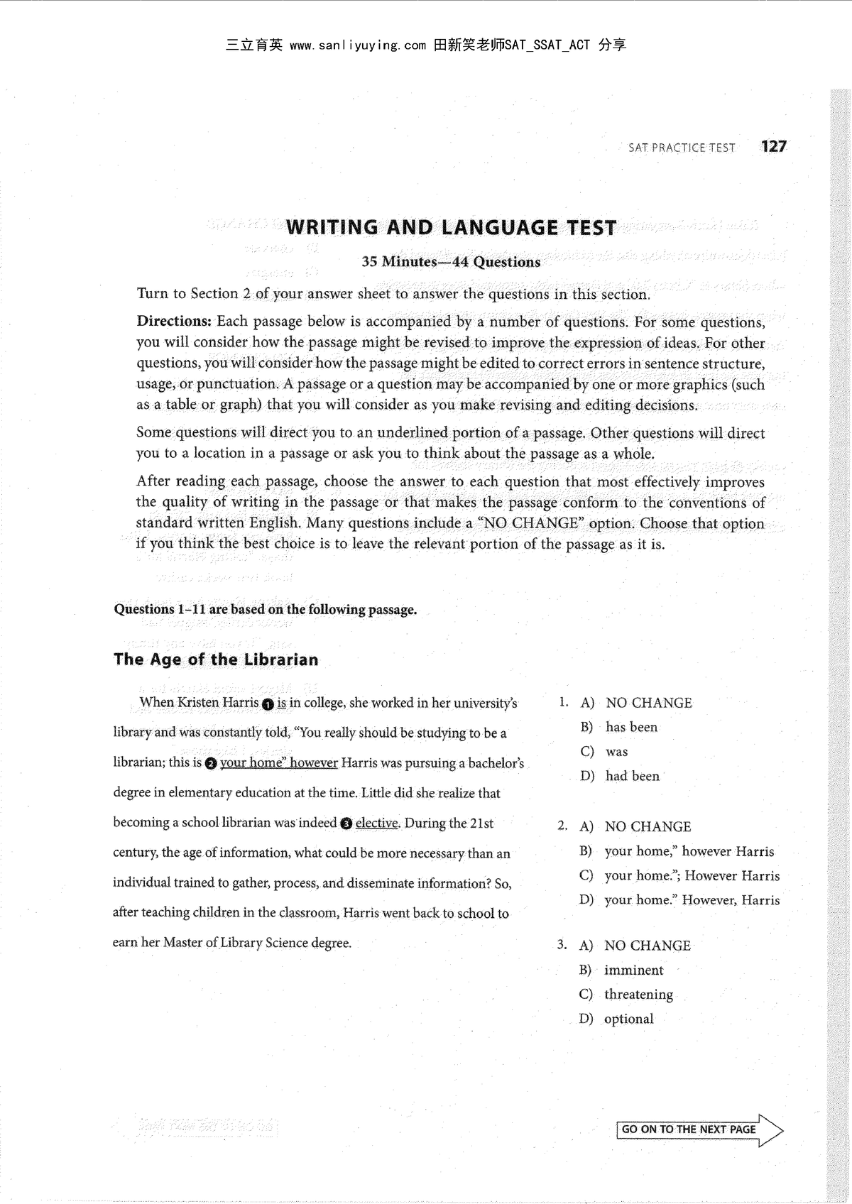 Kaplan Writing TEST 1DSATuz Digital SAT 2025 Studocu