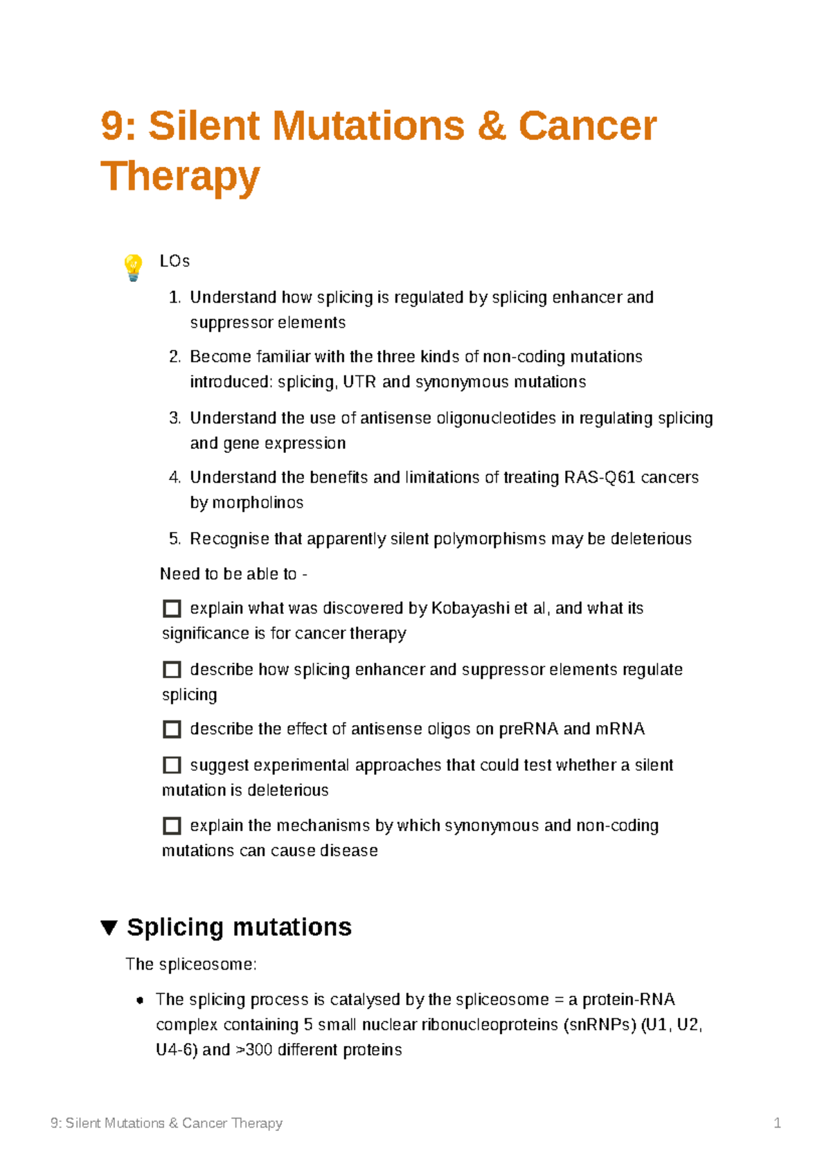 MMED3938 Silent Mutations and Cancer Therapy 9 Silent Mutations