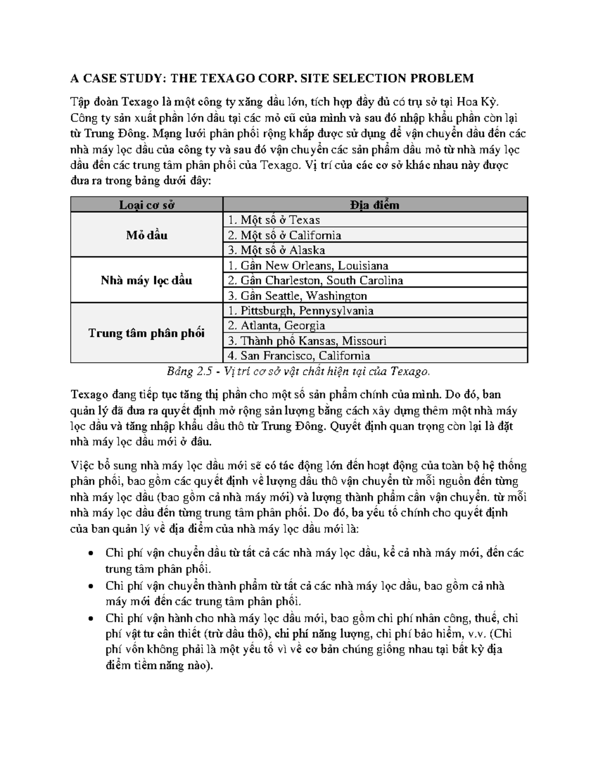 Texago-case-study - Ôn tập - A CASE STUDY: THE TEXAGO CORP. SITE ...